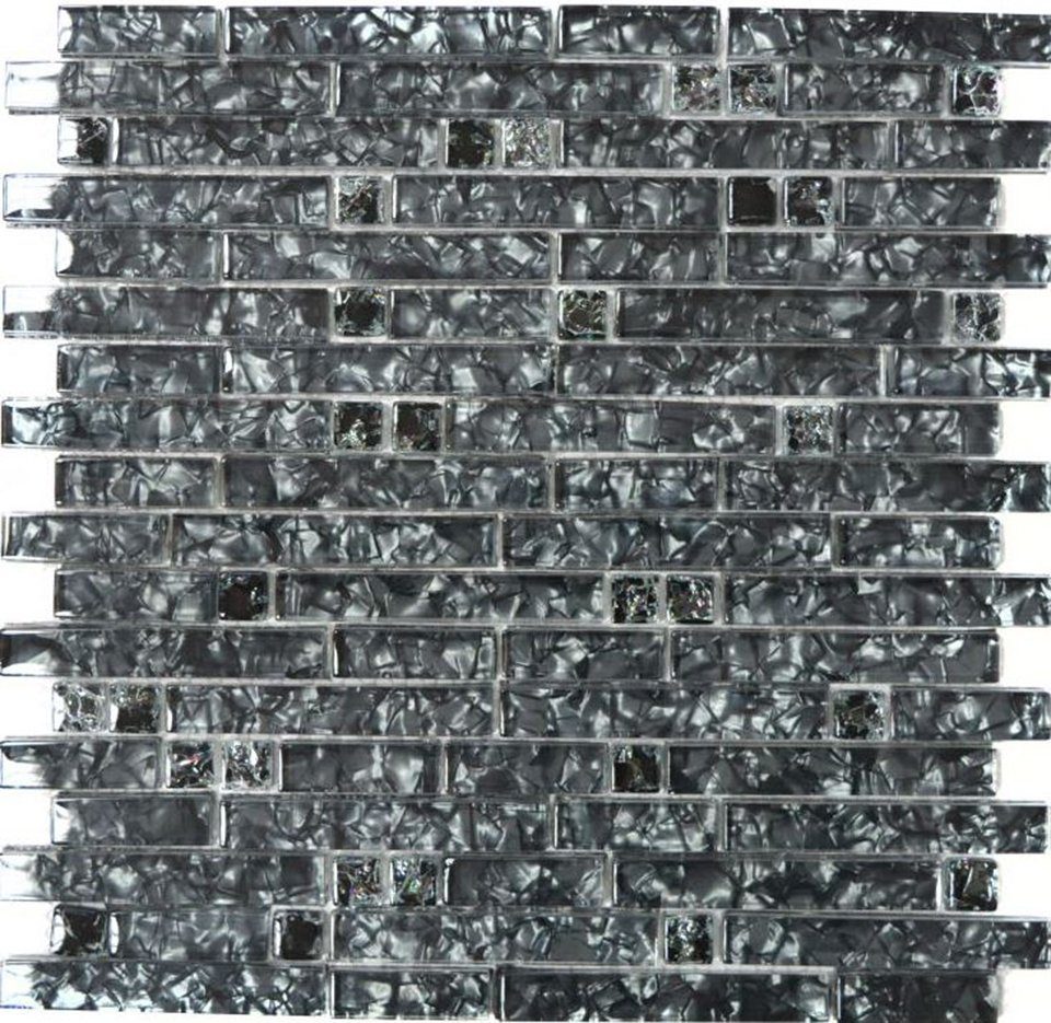 schwarz / Glasmosaik Matten Crystal Mosaikfliesen Mosani 10 Mosaikfliesen glänzend