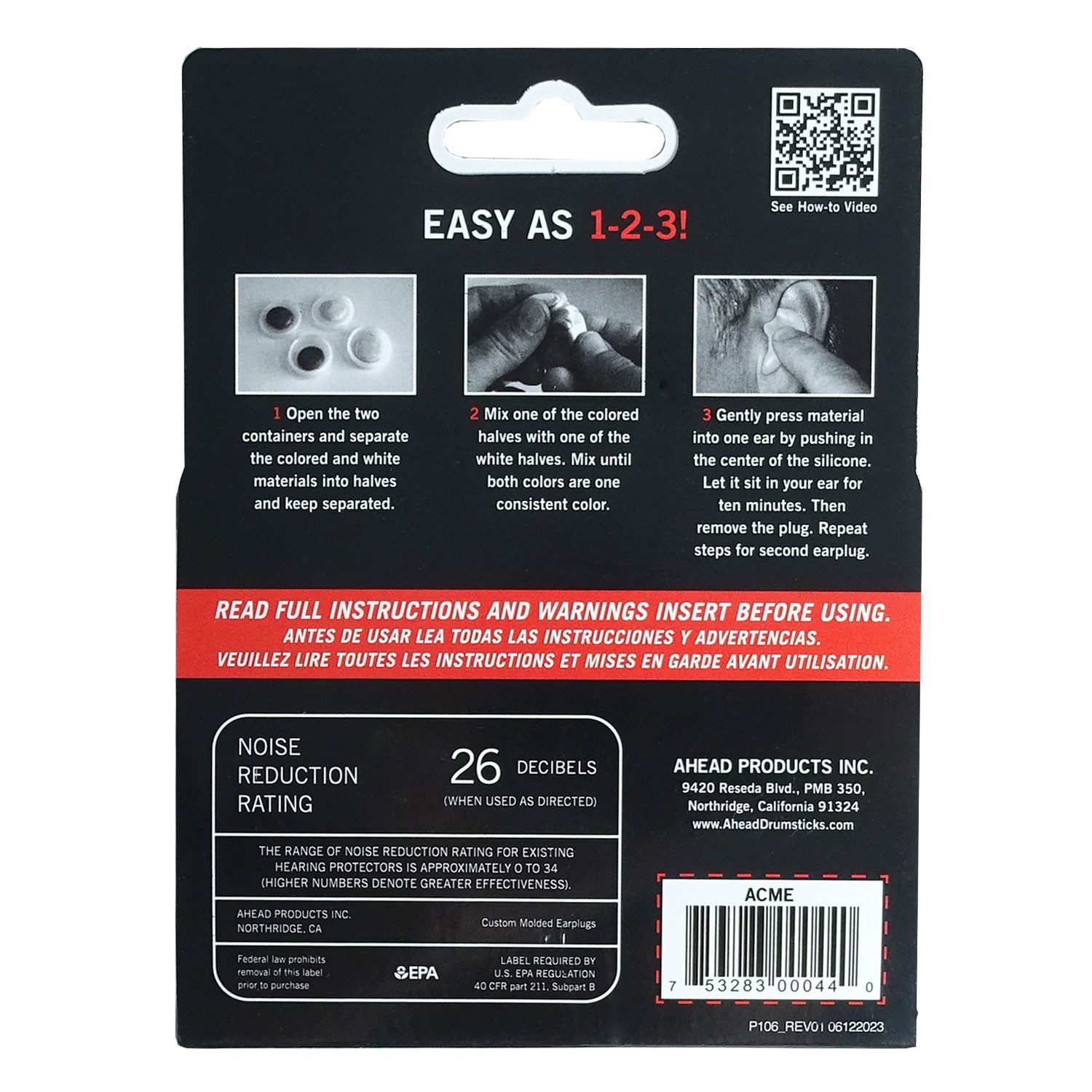 Ahead Gehörschutzstöpsel ACME Custom Molded Earplugs, Nicht-toxisch, hypoallergen