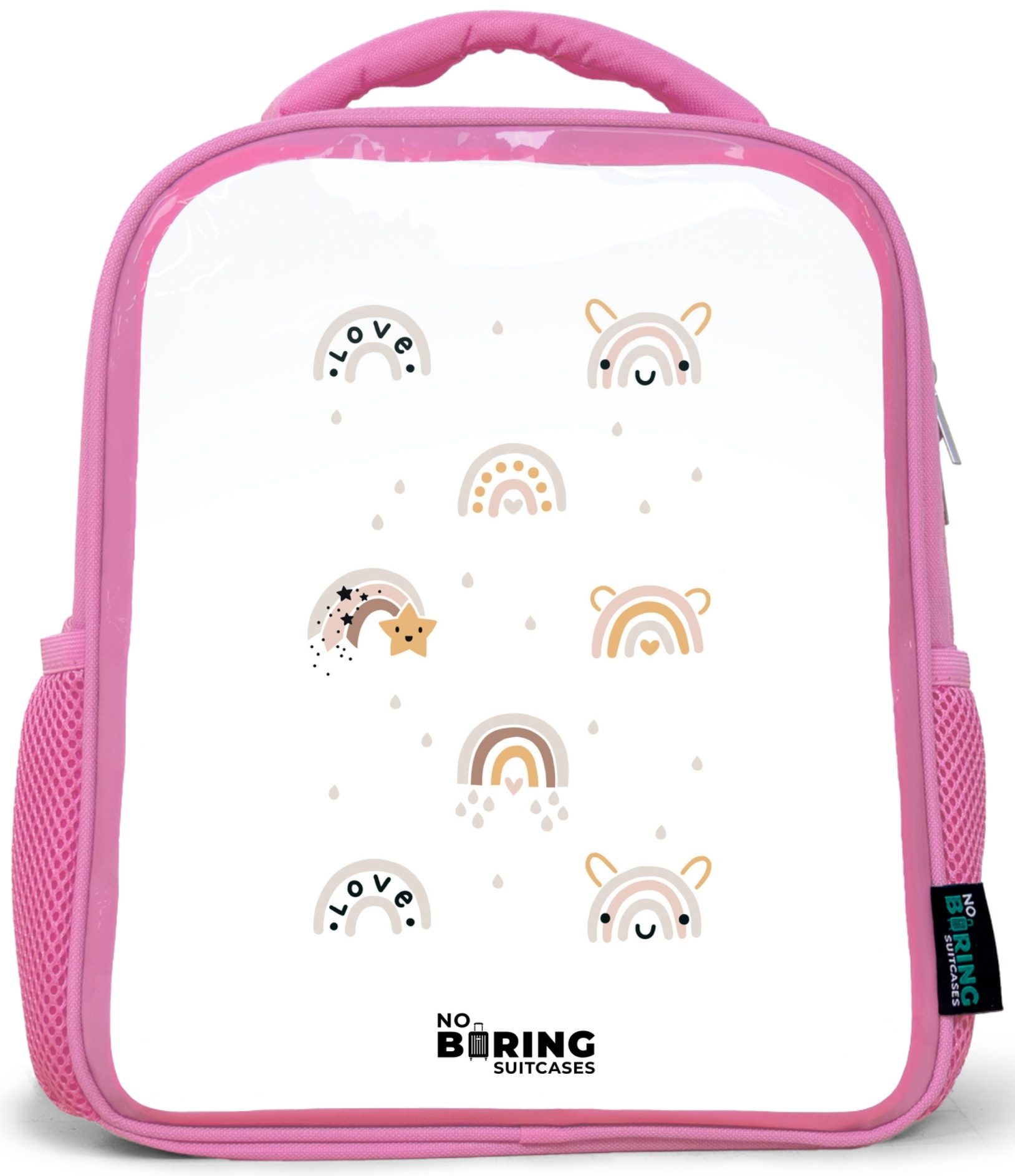 NoBoringSuitcases.com© Rucksack Rosa - Regenbogen - Sterne - Pastell - Kinder, Kinderrucksack, Schulrucksack, Freizeitrucksack, Mädchen, Kindergarten