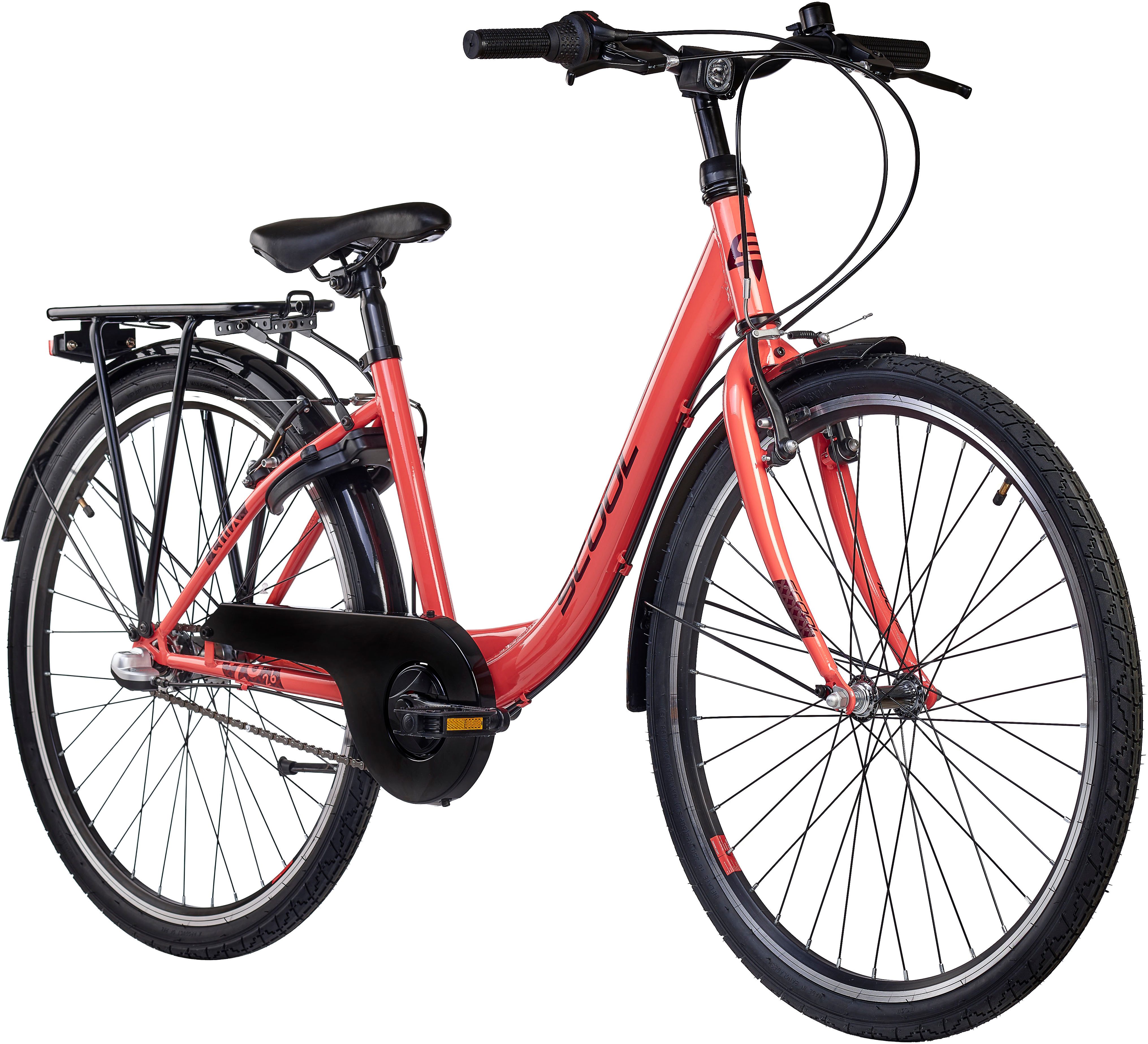 S’COOL Jugendfahrrad S'COOL chiX, 3 Gang Shimano, Nabenschaltung, 26 Zoll, Jugendliche, mit Gepäckträger und Schutzblech