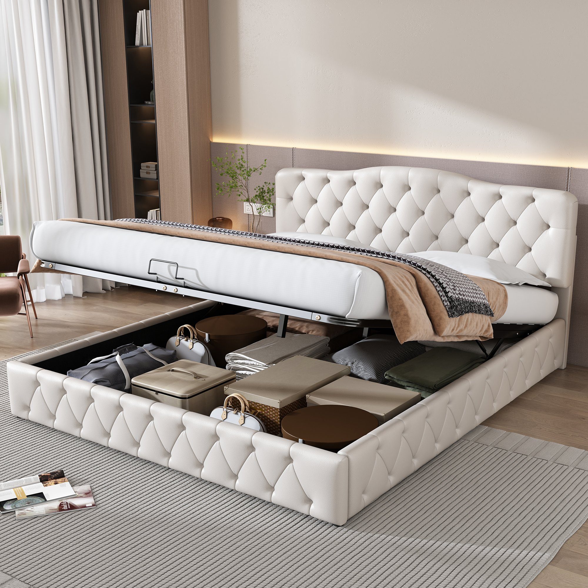 REDOM Polsterbett Doppelbett Bett hydraulisches Funktionsbett günstig online kaufen