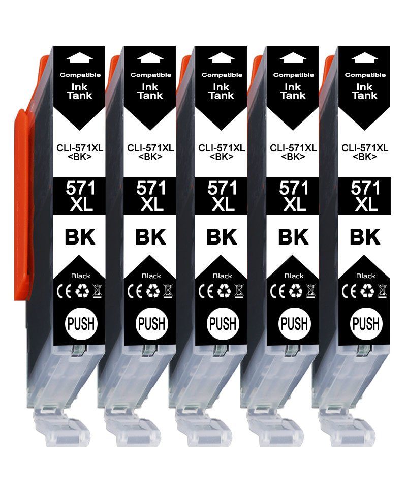 Druckerparadies 5er Multipack für Canon CLI-571 BK (XL) Tintenpatronen Set Tintenpatrone (5-tlg., für Canon MG5750 MG6850 MG7750 TS5050 TS6050 TS8050 TS9050 TS9055)