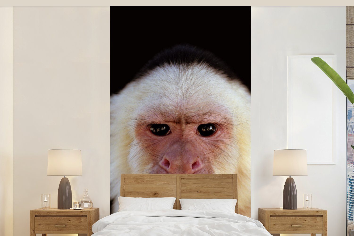 MuchoWow Fototapete Affe - für Fell Vliestapete Schwarz, (2 bedruckt, Matt, Fototapete Schlafzimmer Wohnzimmer Küche, St), 