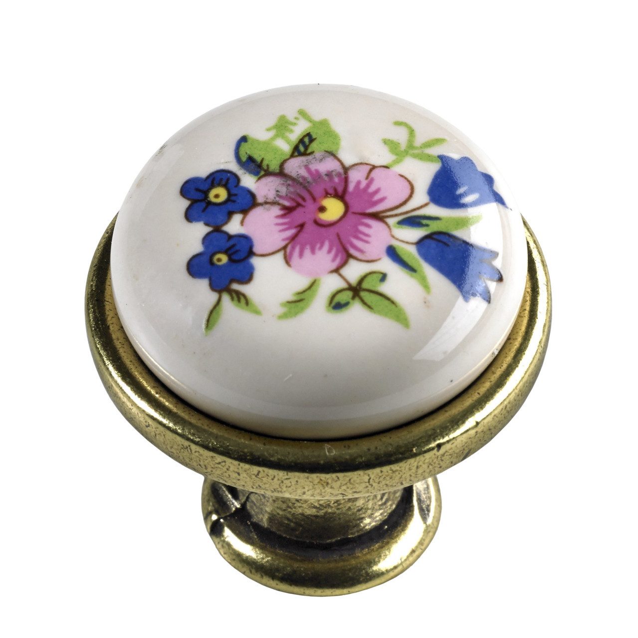 Hettich Möbelknopf Hettich Möbelknopf Keramik weiß mit floralem Motiv