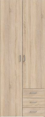 Home affaire Kleiderschrank graue Stangengriffe, einfache Selbstmontage, 200,4 x 77,6 x 49,5 cm