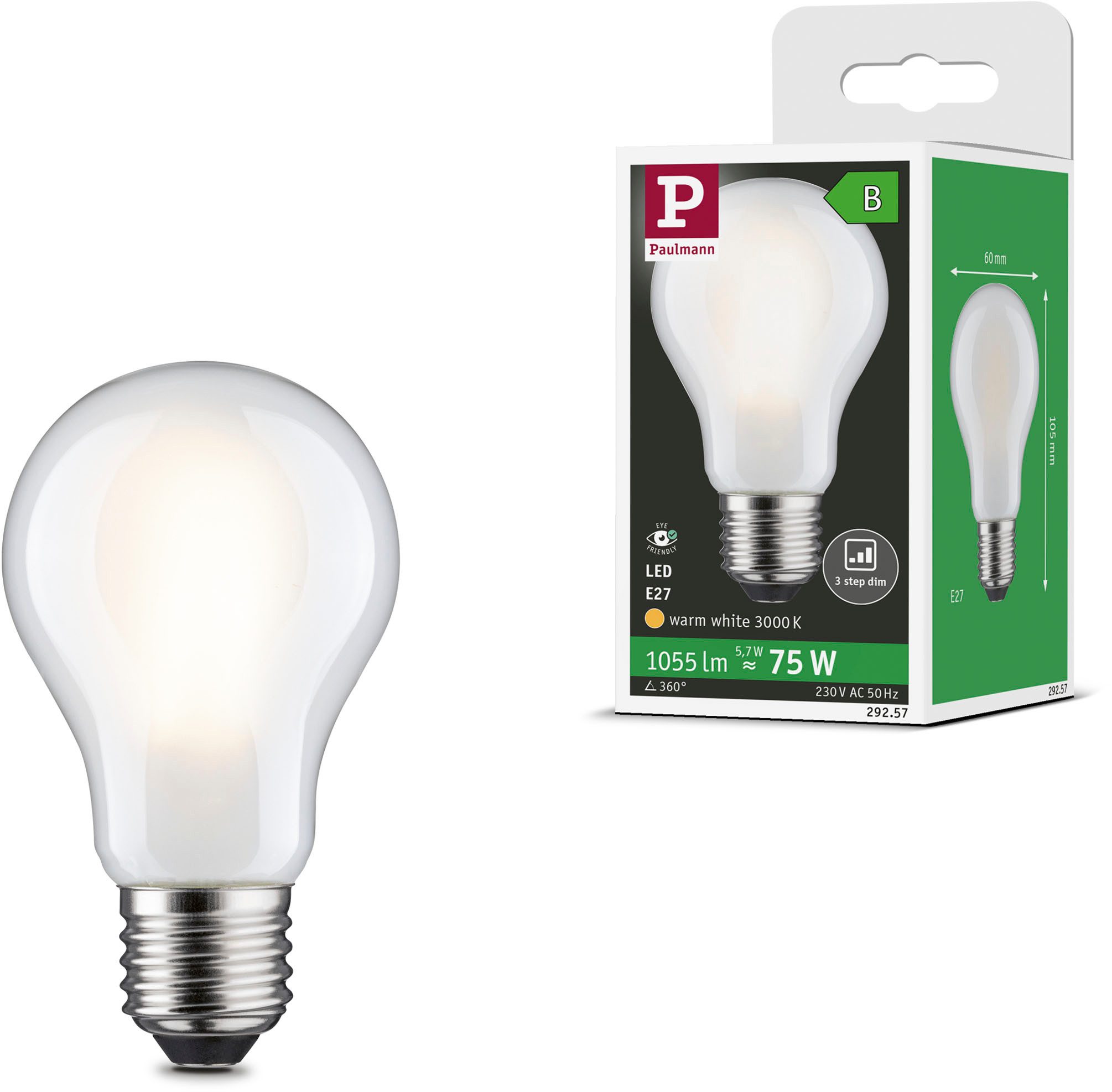 LED-Leuchtmittel Eco-Line Filament 230V LED Birne E27 1055lm 5,7W 3000K dimmbar Matt
