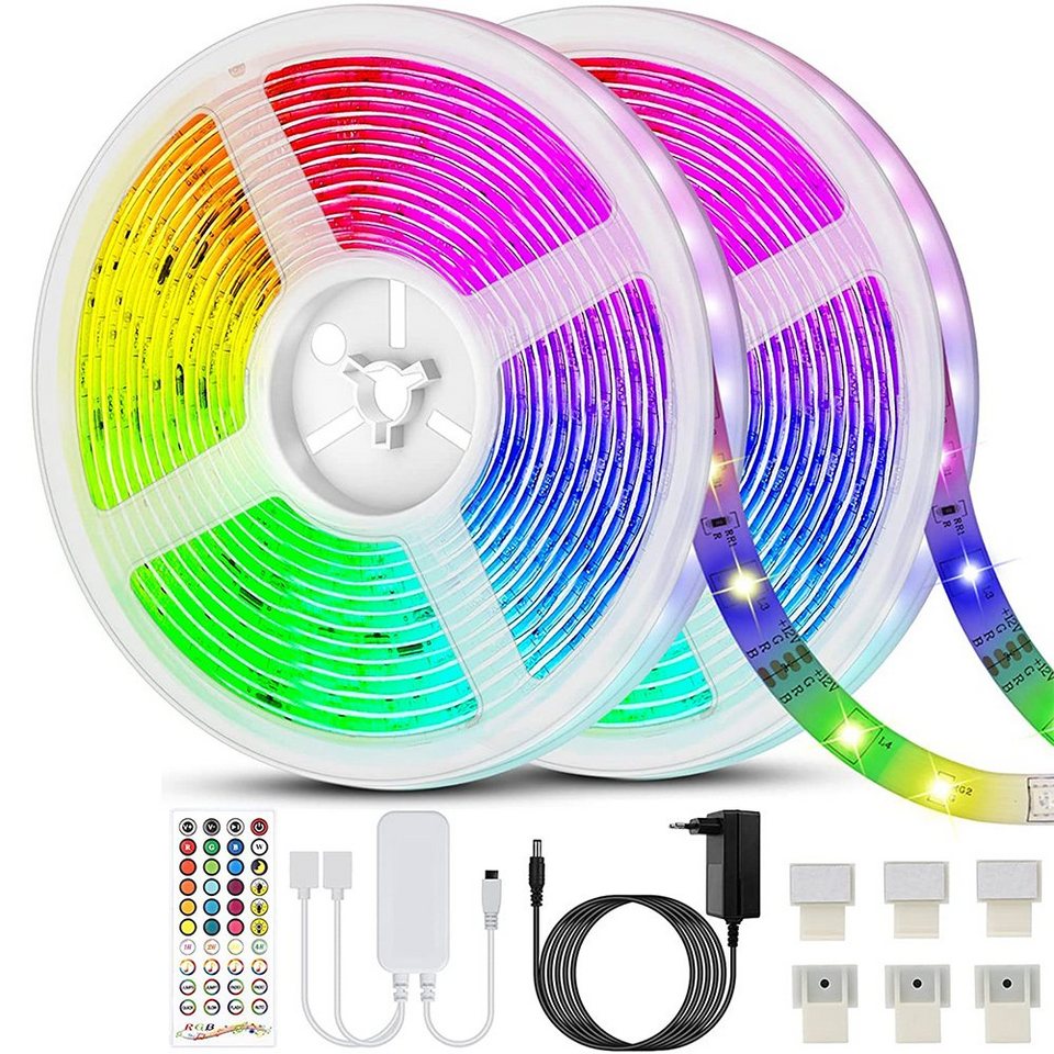 GelldG LED Stripe LED Strip 20m, Bluetooth Musik Sync, Timer RGB LED  Streifen
