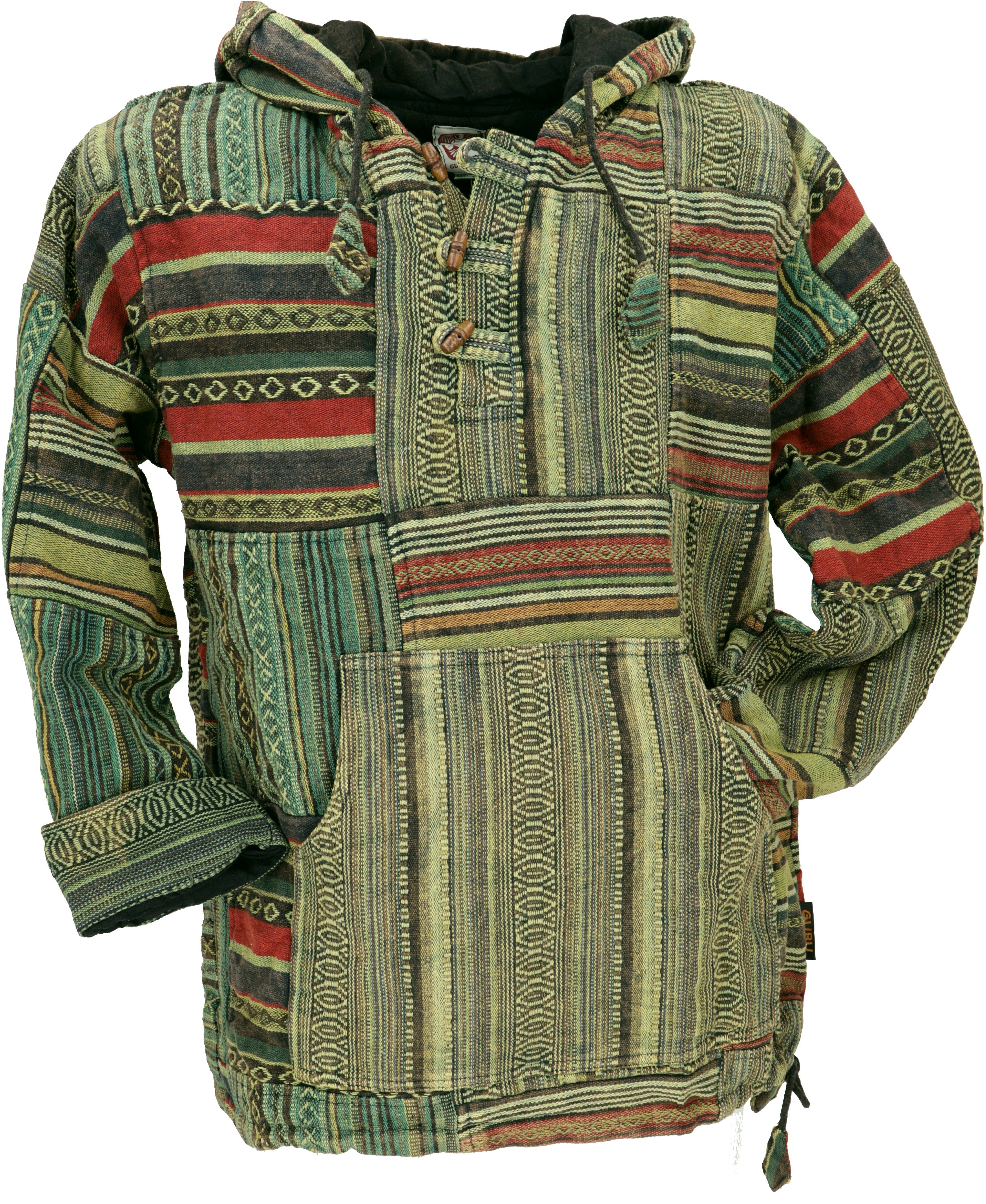 Guru-Shop Sweater Goa Unisex Kapuzenshirt, Stonewash Patchwork.. Hippie, Et günstig online kaufen