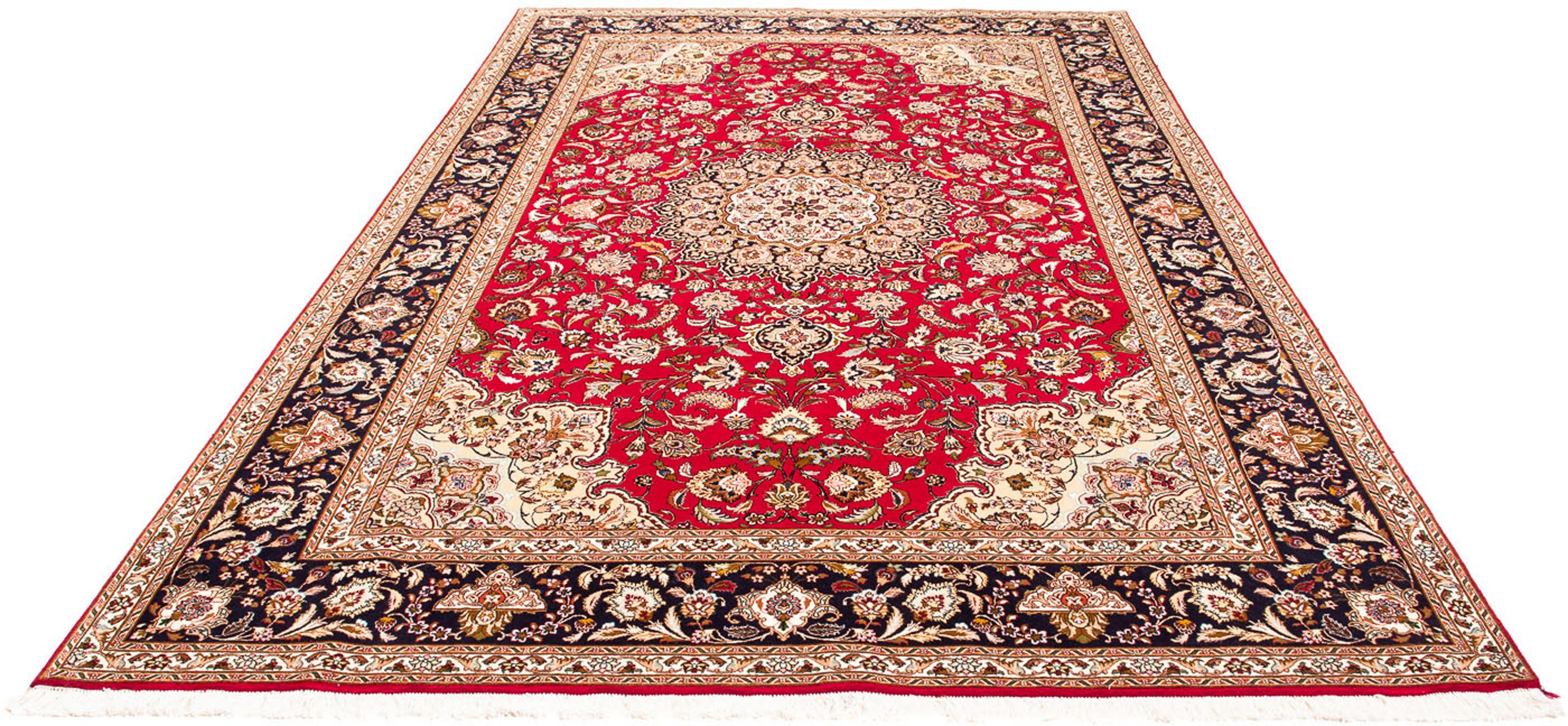 Orientteppich Perser - Täbriz - Royal - 303 x 205 cm - rot, morgenland, rechteckig, Höhe: 7 mm, Wohnzimmer, Handgeknüpft, Einzelstück mit Zertifikat | Kurzflor-Teppiche