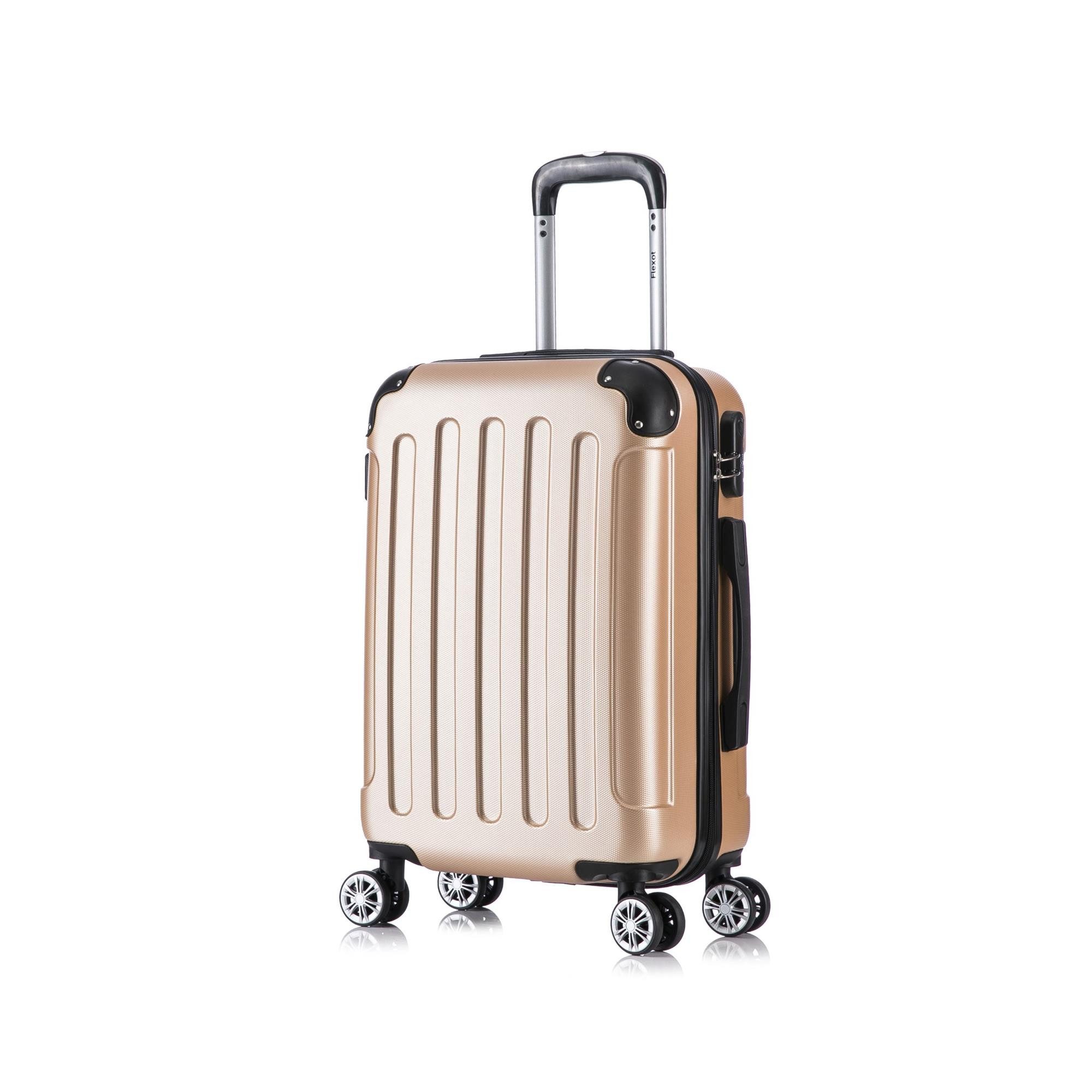 Flexot Hartschalen-Trolley F-2045 Kofferset, 360° Rollen, robuster Reisekoffer, Bordcase, 4 Rollen, Robuster und moderner Koffer mit vier 360° Rollen und Zahlenschloss