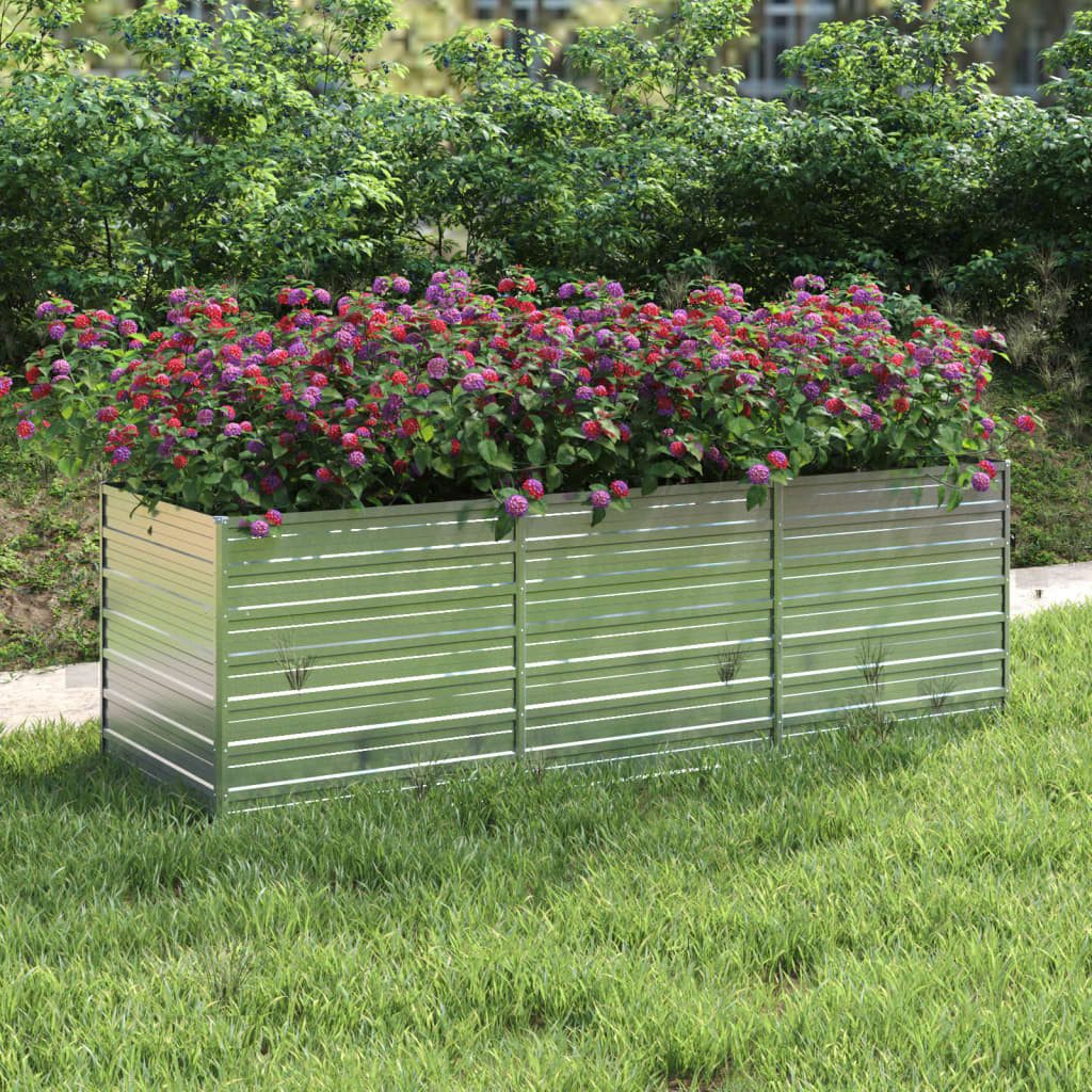 vidaXL Hochbeet 240 x 80 x 77 cm Garten-Hochbeet 240x80x77 cm Verzinkter Stahl Silbern