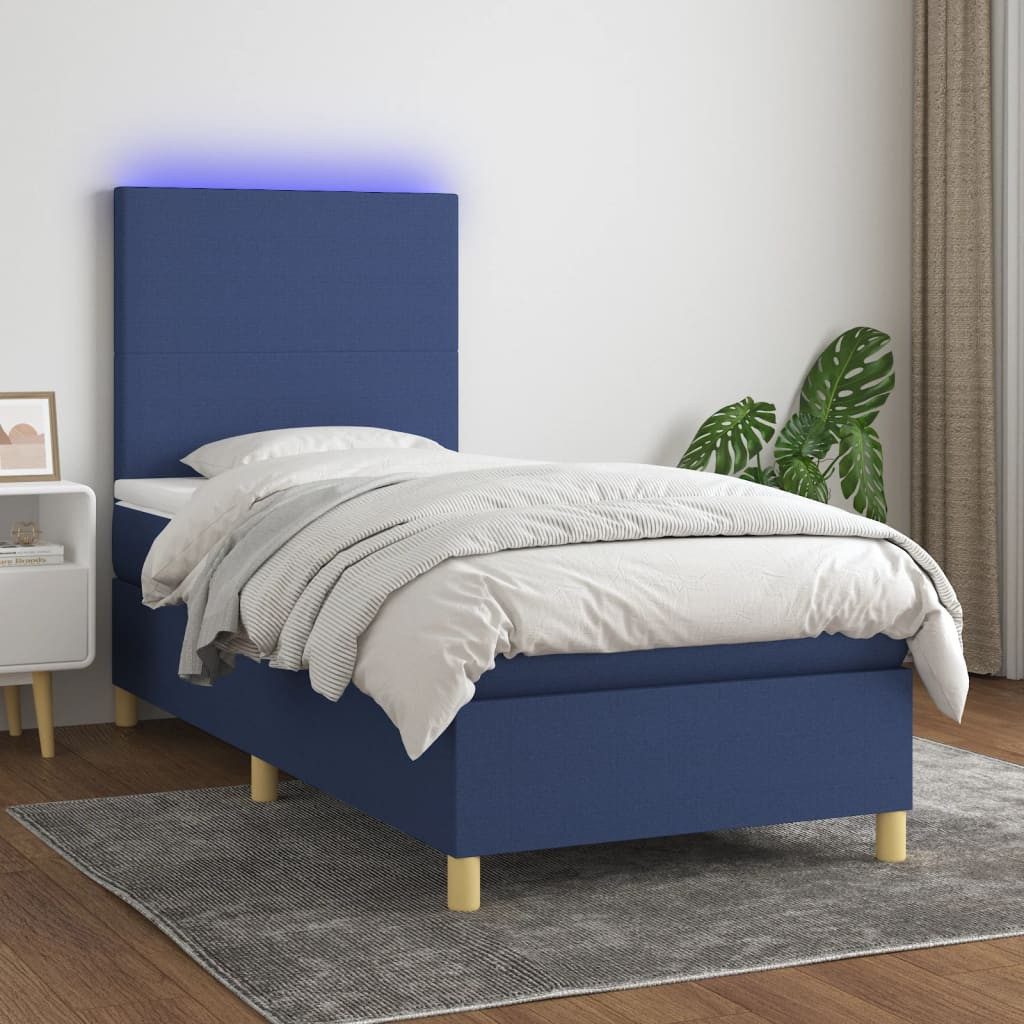 vidaXL Boxspringbett (80 x 200 cm, Schlichtes Design, Blau), mit LED günstig online kaufen