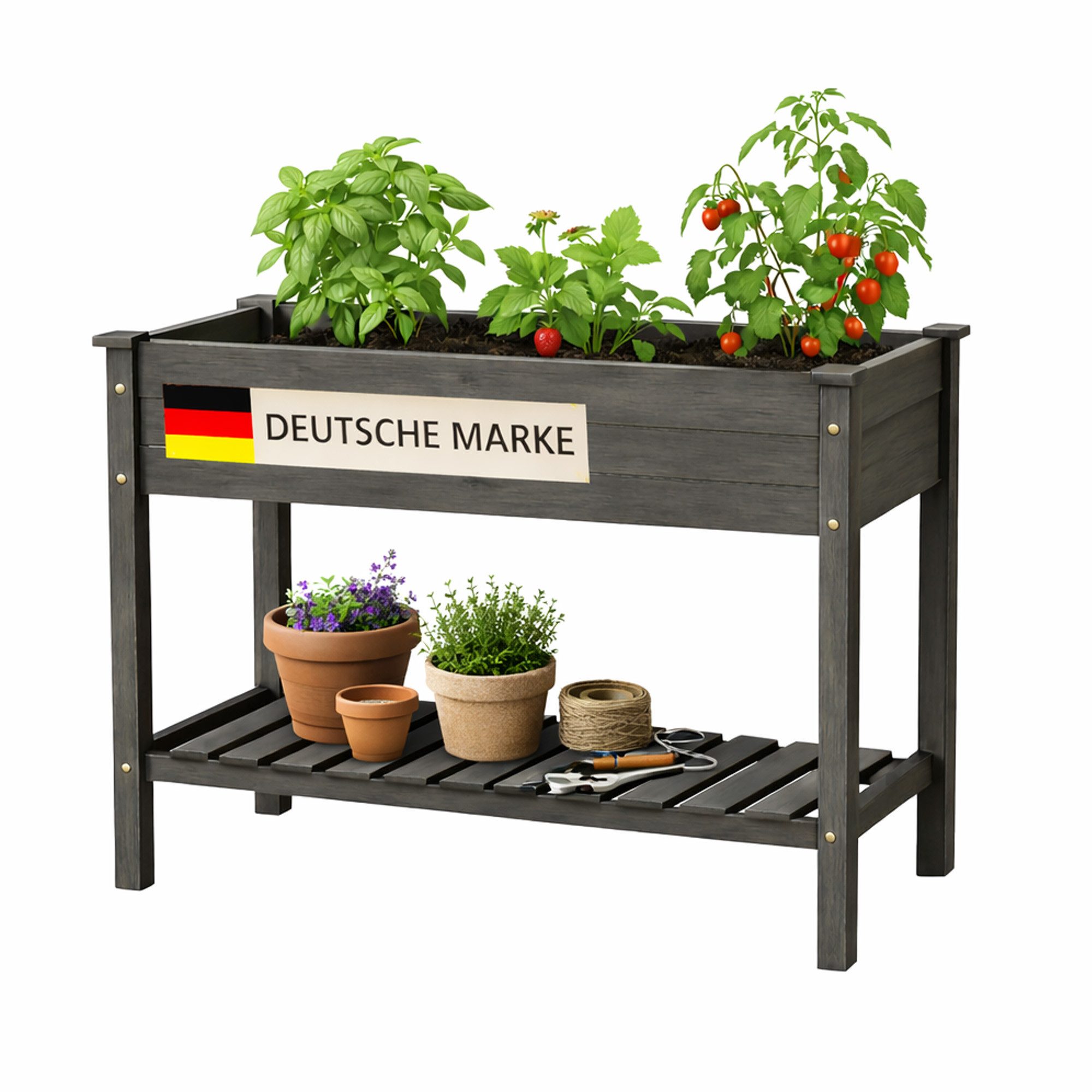 Bestlivings Hochbeet aus Tannenholz Grau, inkl. Schutzvlies und Ablageboden, 85x45x81 cm, Aufbauanleitung