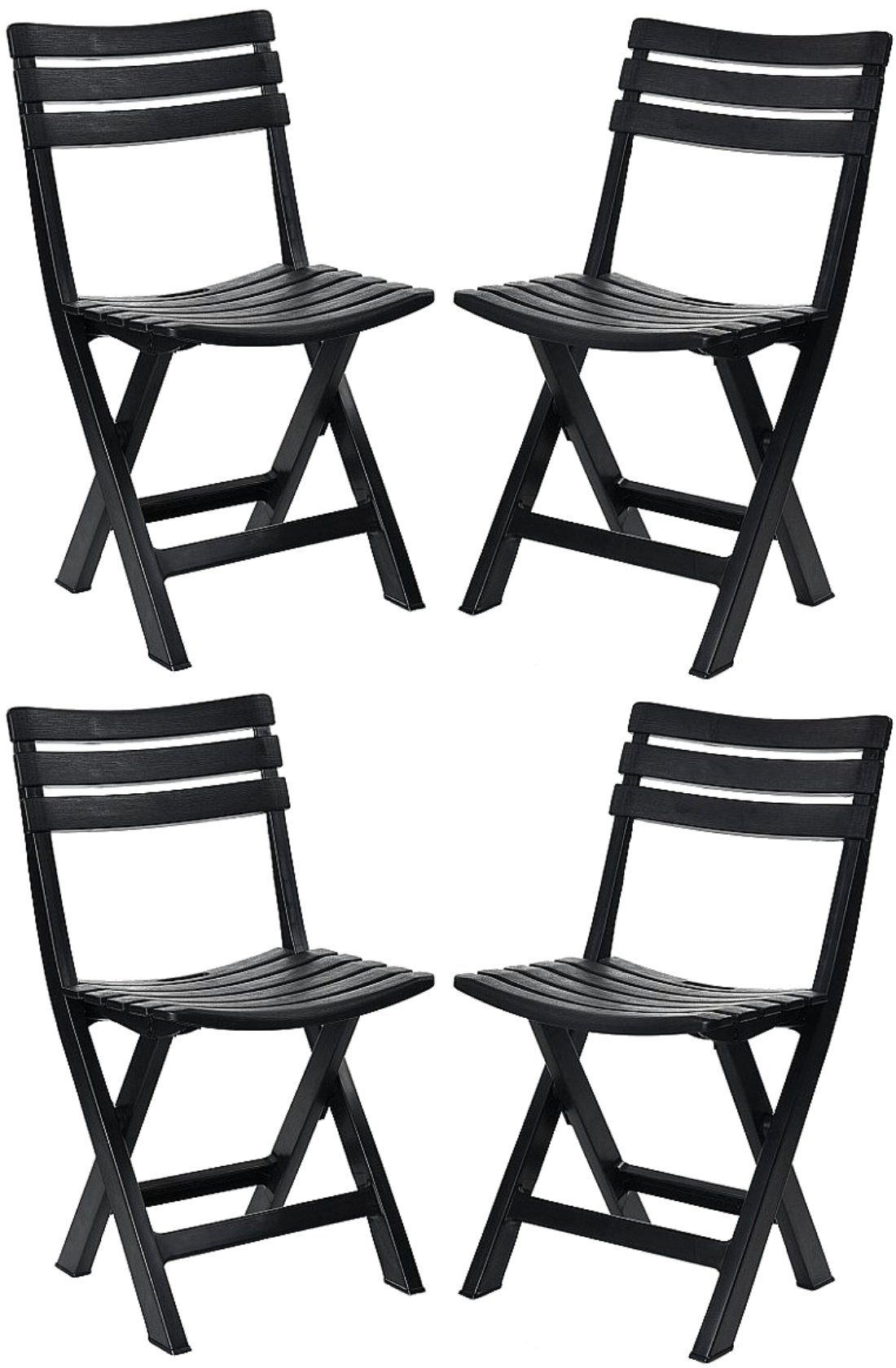 Progarden Klappstuhl Balkonstuhl Gartenstuhl Campingstuhl Stuhl 78x44x42cm Anthrazit (Set, 4 St), UV-Beständig, Robust, Wetterfest, Made in Italy, Hochwertig