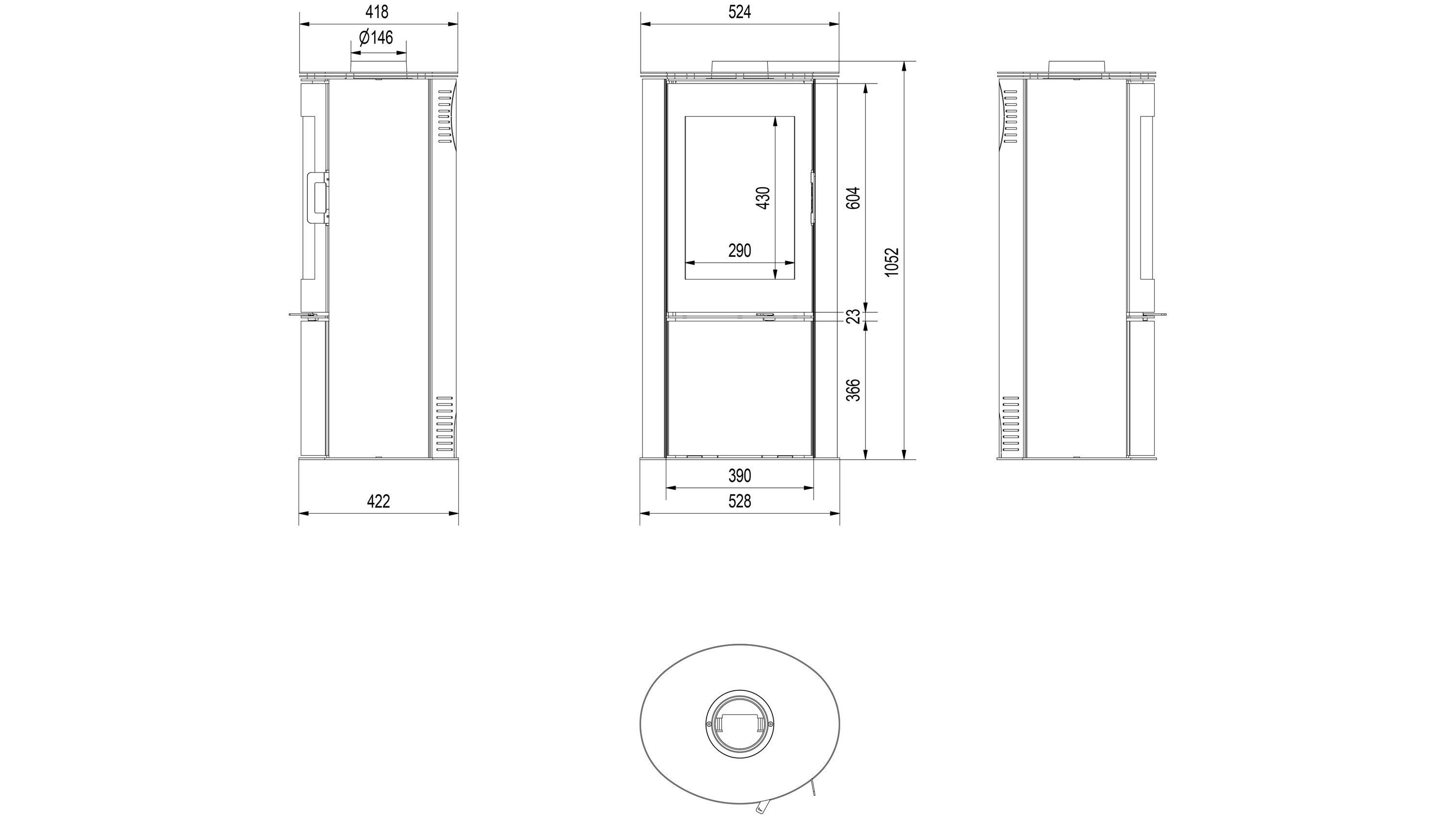 Kratki Kaminofen BLACK, (1-tlg) Kaminofen Ecodesign, BImSchV-, DR AB Stahl-Gusseisen S