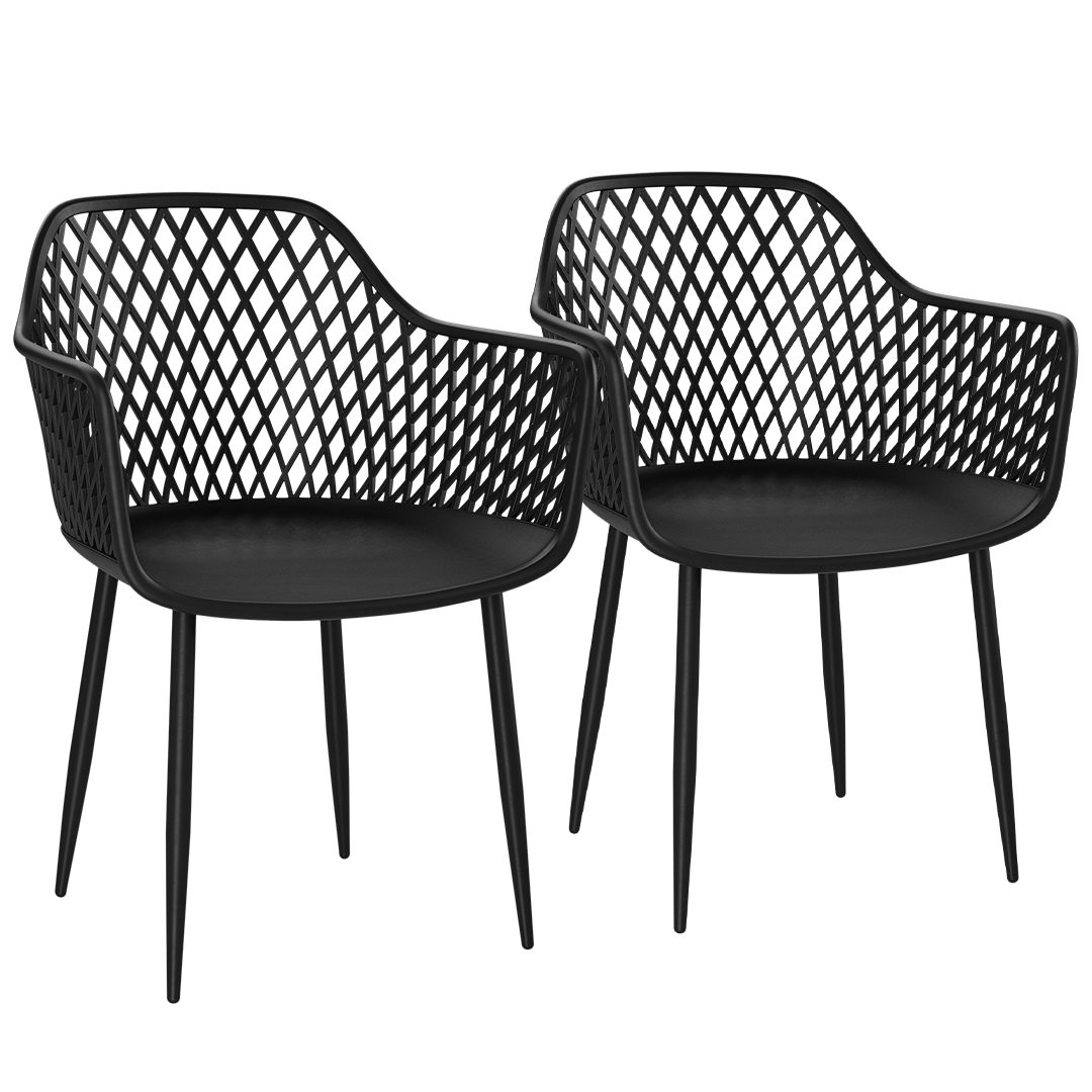 STEELSØN Gartenstuhl Quasira wetter- & UV-beständig (schwarz, 2er Set), outdoor Loungesessel mit Armlehnen, verfügbar als 2er/4er/6er Set