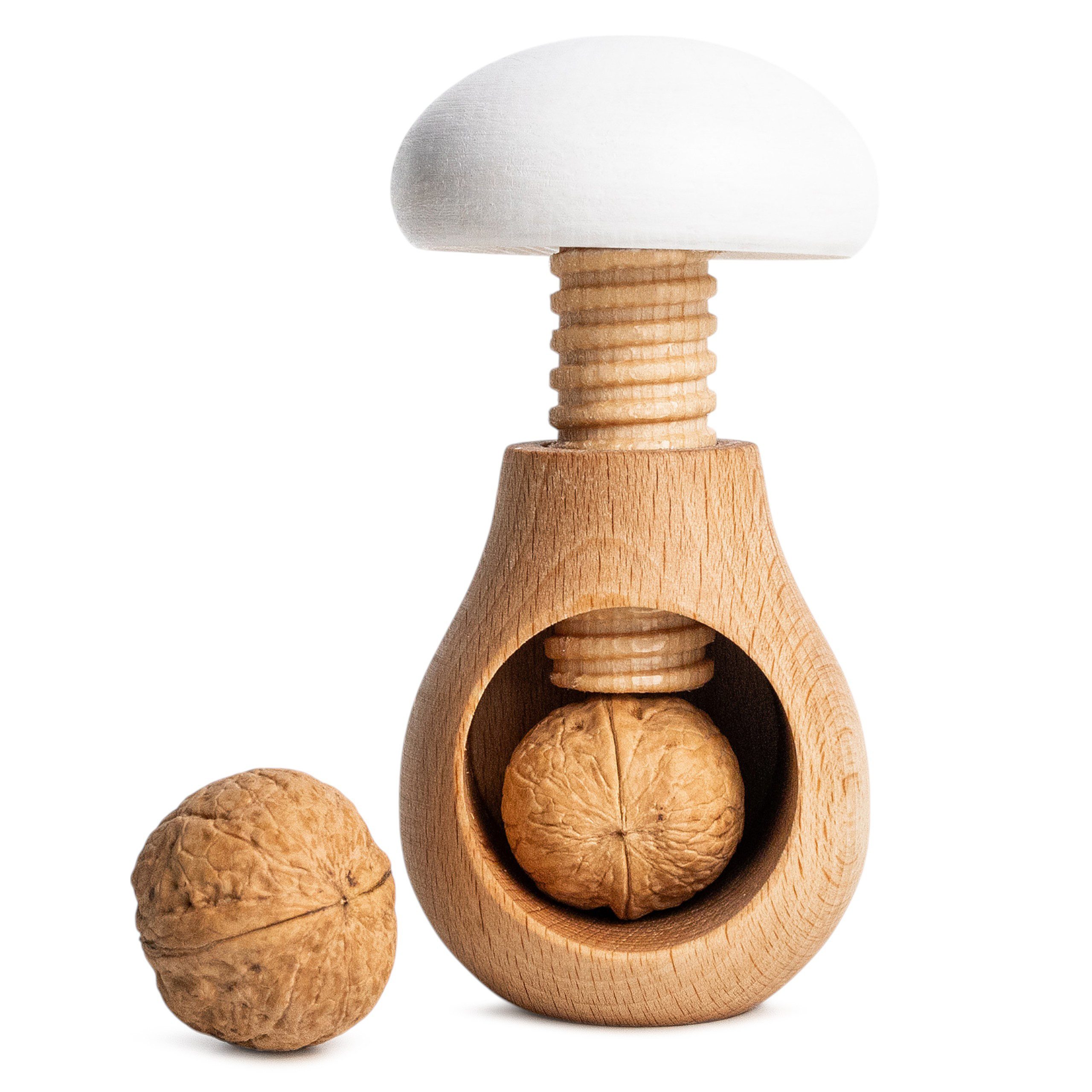 Creative Home Nussknacker Fliegenpilz Form 10 x 6 cm mit Schraubmechanismus, rot-weiße Kappe