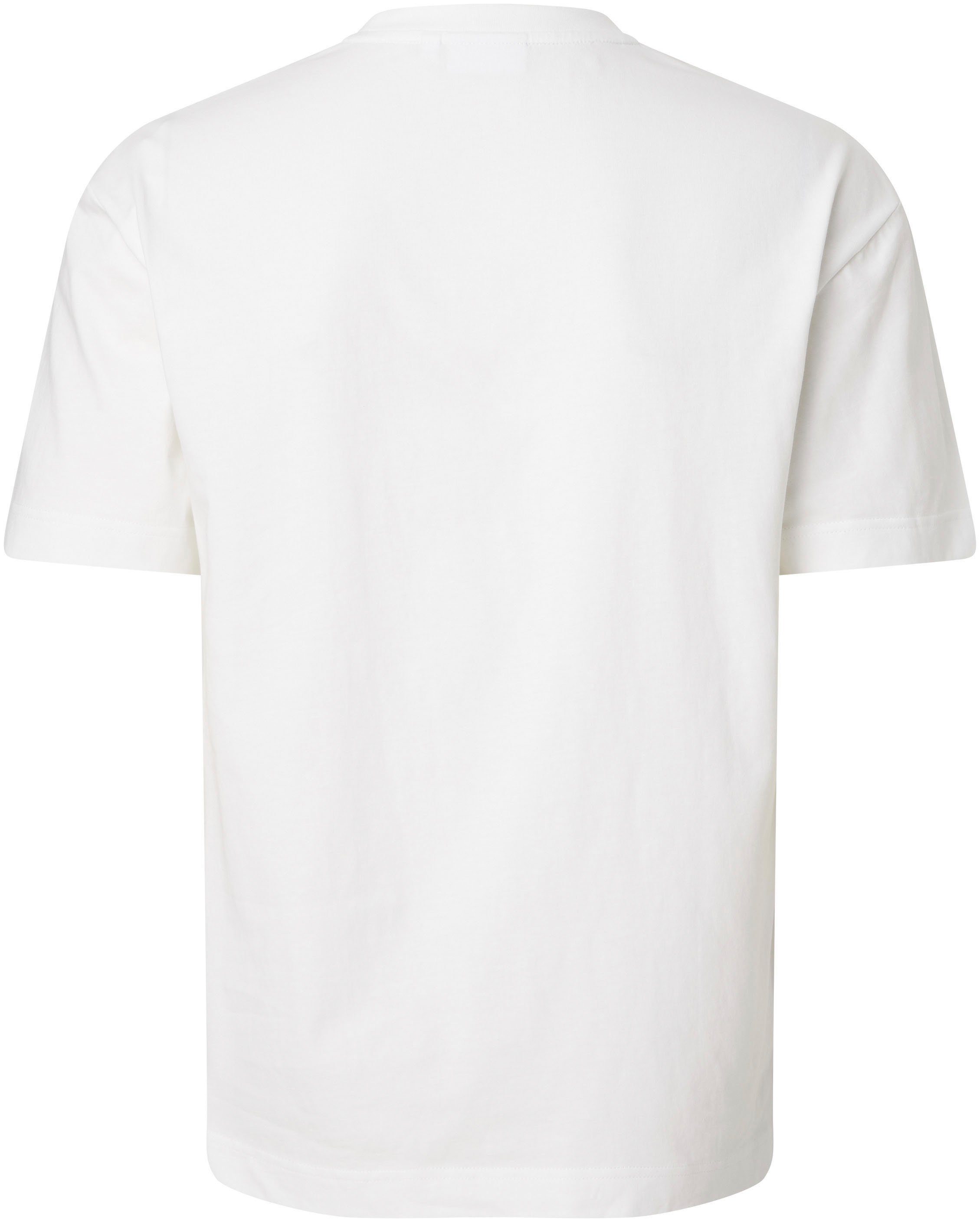 Calvin Klein T-Shirt COMFORT T-SHIRT Logo COTTON auf FIT Brust Calvin weiß Klein der mit