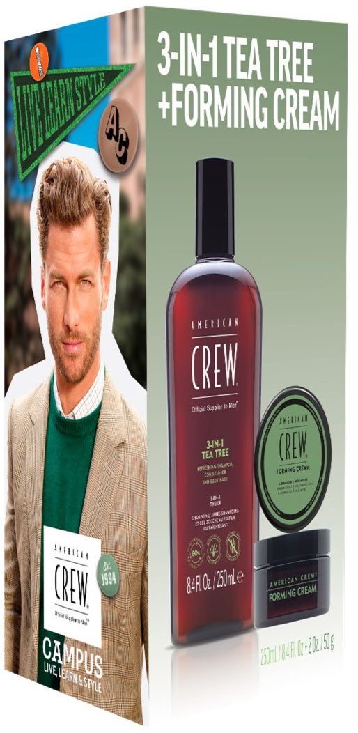 American Crew Haarpflege-Set Holiday Duo Set - Tea Tree Shampoo 250ml + Forming Cream 50g, Set, 2-tlg., Limited Edition, reinigt & pflegt Haar und Haut, mittlerer Halt
