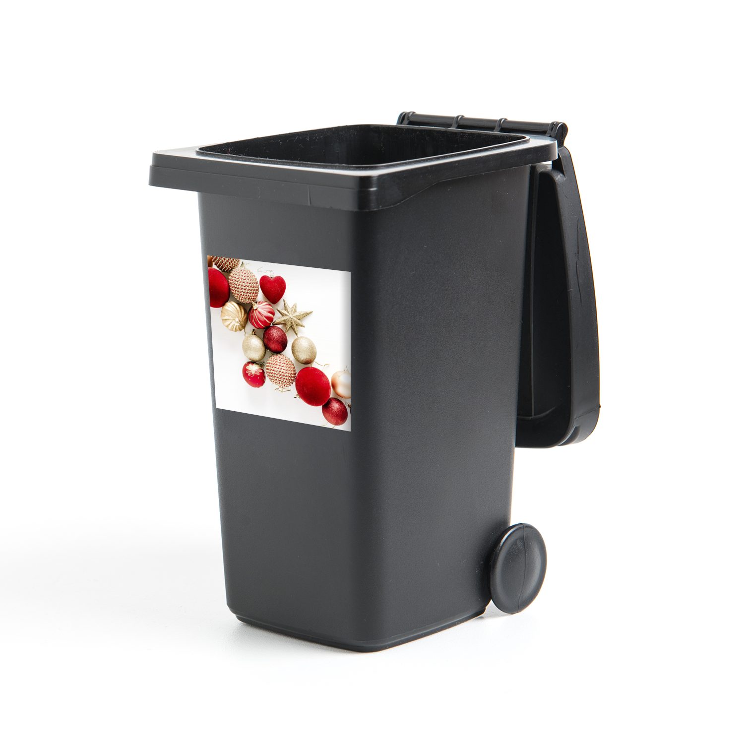 MuchoWow Wandsticker Winter - Rot - Kugeln (1 St), Mülleimer-aufkleber, Mülltonne, Sticker, Container, Abfalbehälter