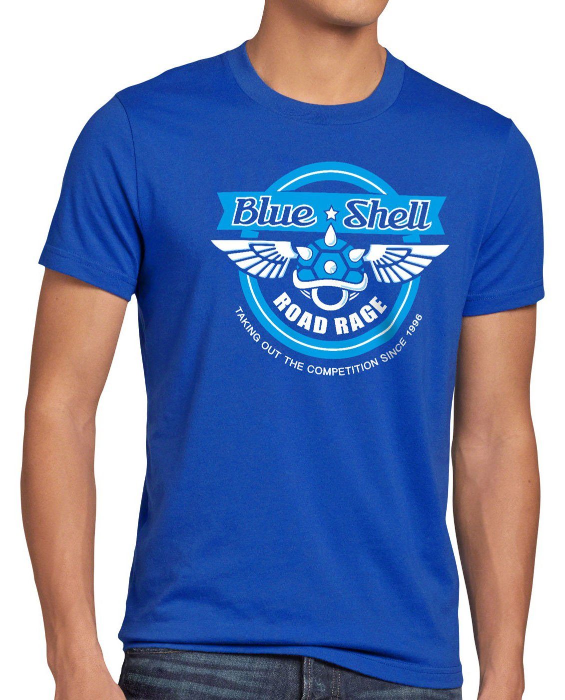 style3 Print-Shirt Herren T-Shirt Blue Shell Kart mario super snes n64 switch blauer brothers wii u