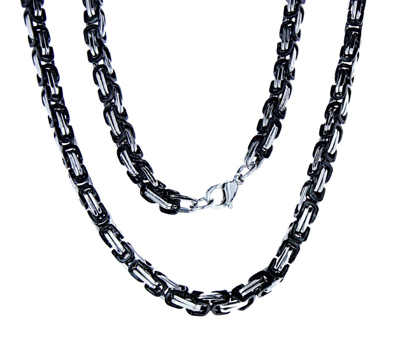 Kiss of Leather Königskette edle Edelstahl Königskette schwarz - silbern,  4,5mm dick, 55 60 70 cm | Ketten ohne Anhänger