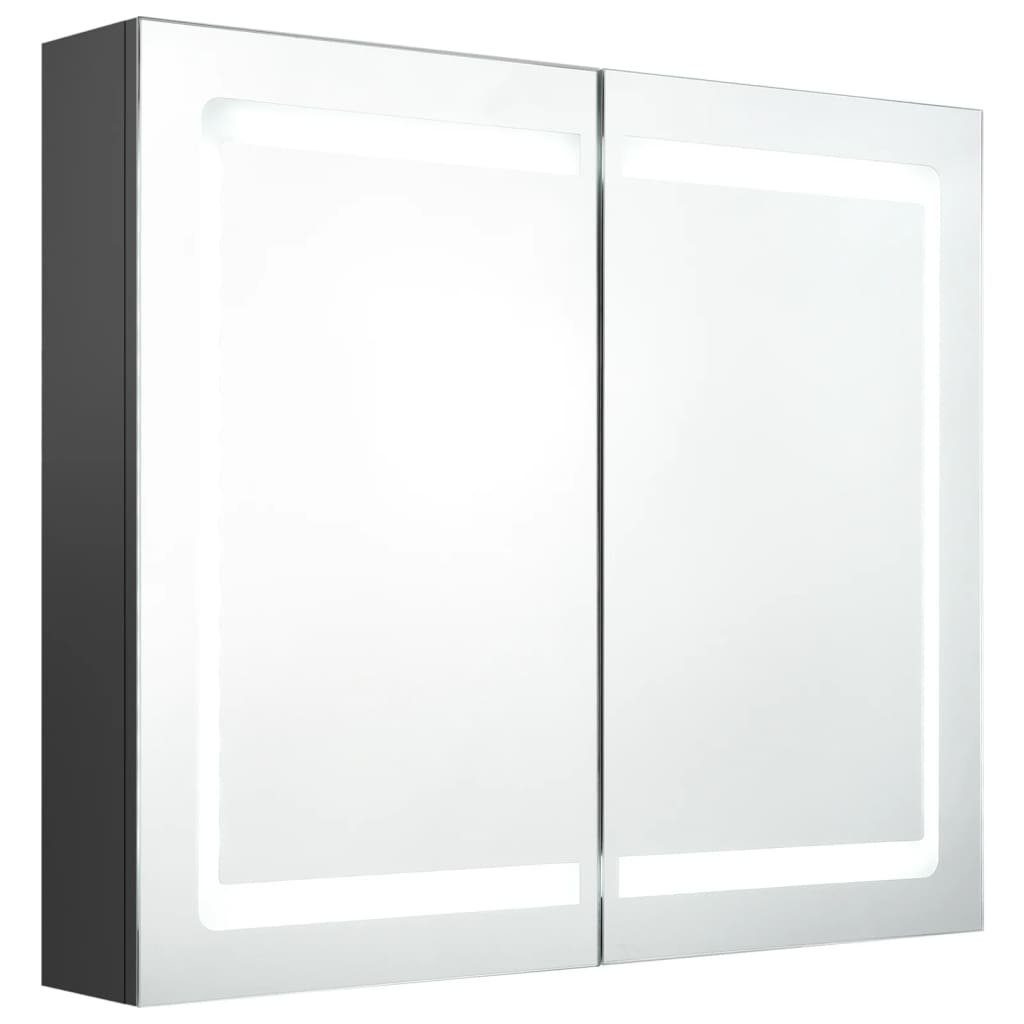 Badezimmerspiegelschrank Bad LED-Spiegelschrank vidaXL 80x12x68 cm (1-St) Grau fürs