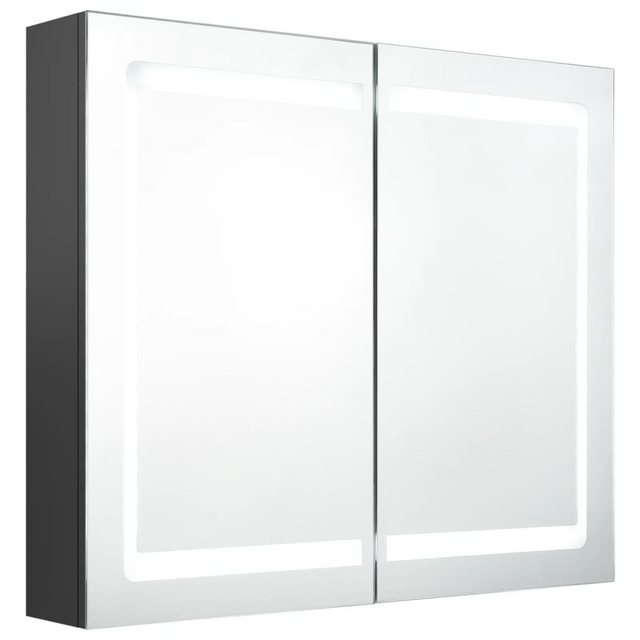 vidaXL Badezimmerspiegelschrank LED-Spiegelschrank fürs Bad Grau 80x12x68 cm
