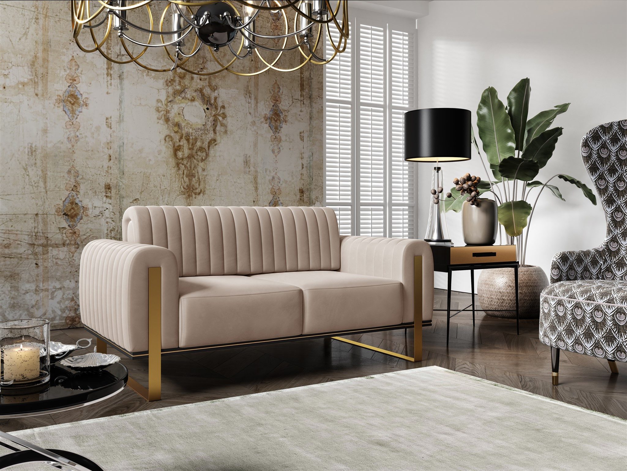 Fun Möbel 2-Sitzer Sofa Designersofa VALERIE in Stoff Elisa Velvet, auch im günstig online kaufen