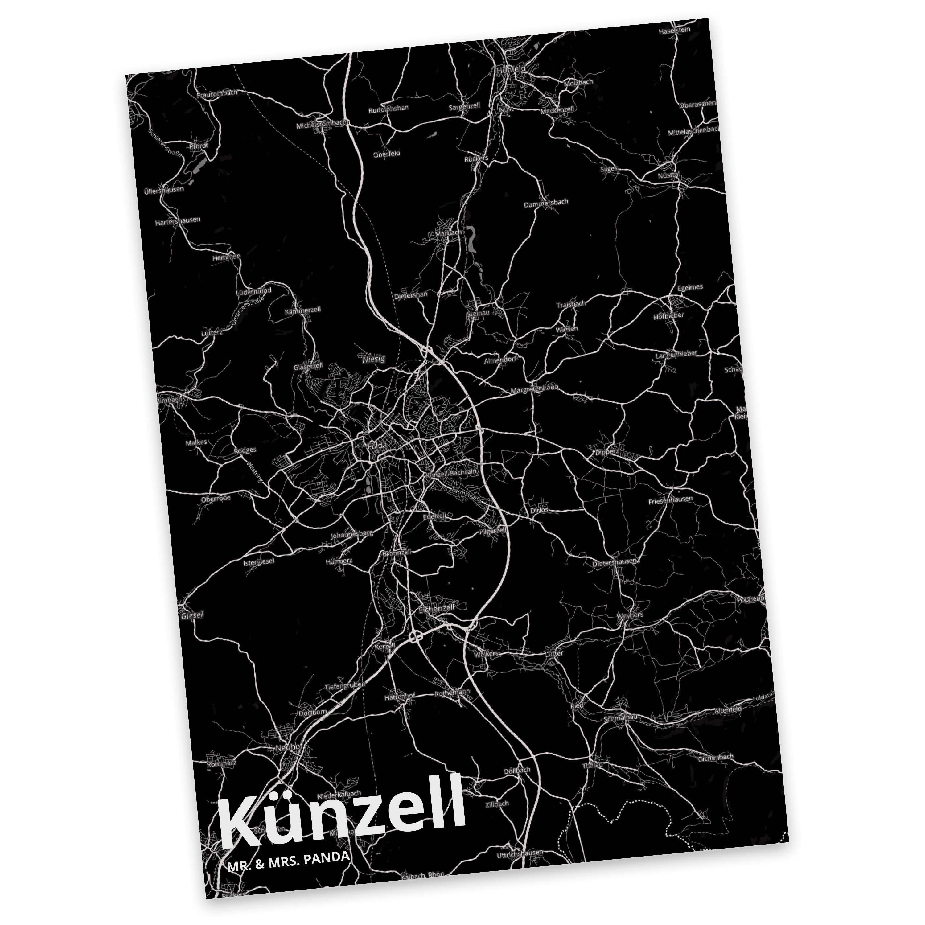 Mr. & Mrs. Panda Postkarte Künzell - Geschenk, Stadt, Geschenkkarte, Dorf, Einladung, Geburtstag | Grußkarten
