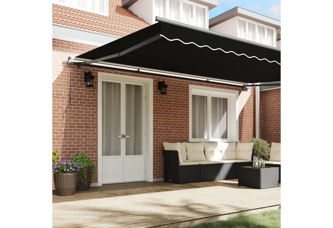 Thumbnail - vidaXL Markise manuelle einziehbare Markise Schwarz 500x350 cm (1-St)