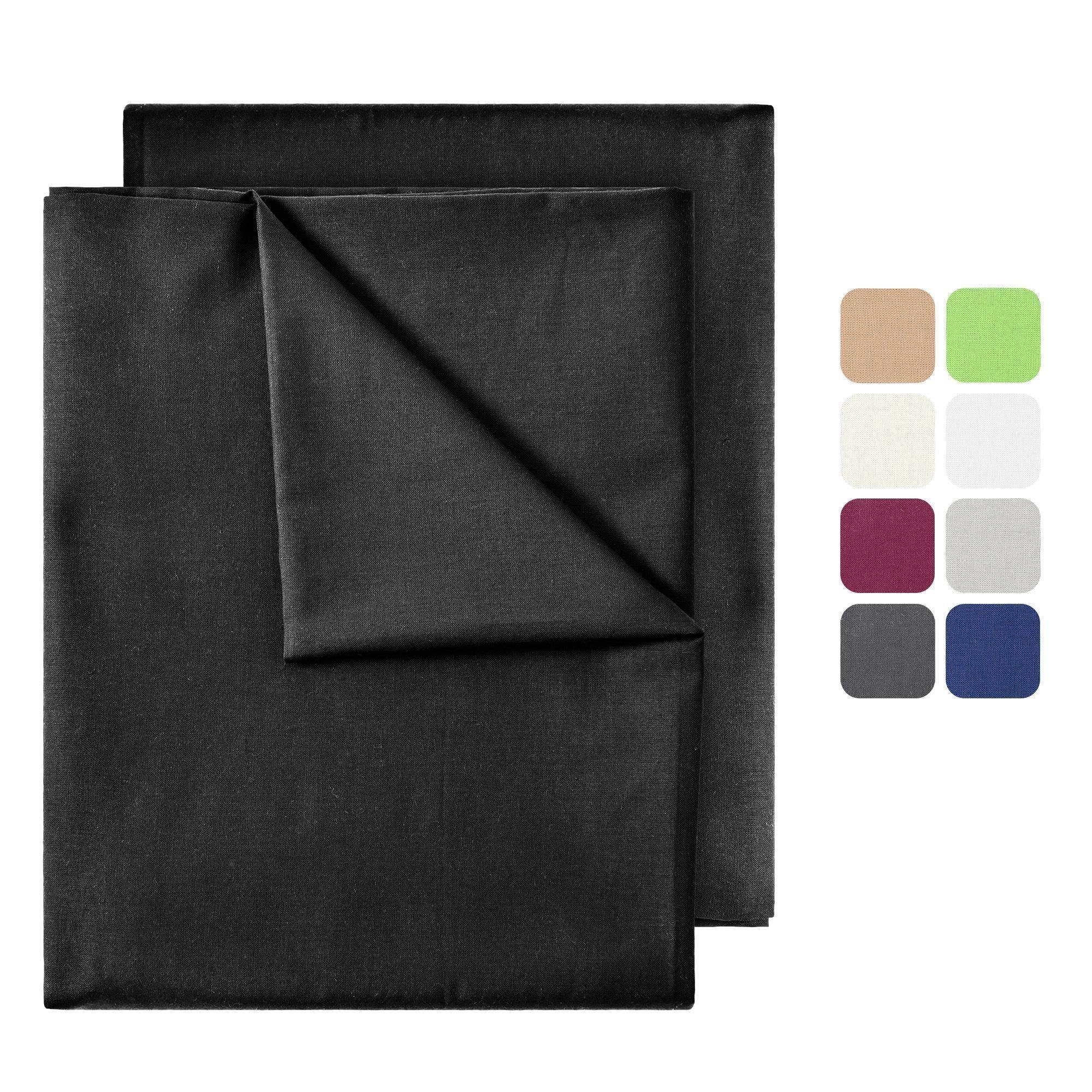 Bettlaken 2er Pack gewebtes Bettlaken, NatureMark, 100% Baumwolle, Gummizug: ohne, (2 Stück), Laken Haustuch, viele Größen und Farben, 150x250 cm, Schwarz