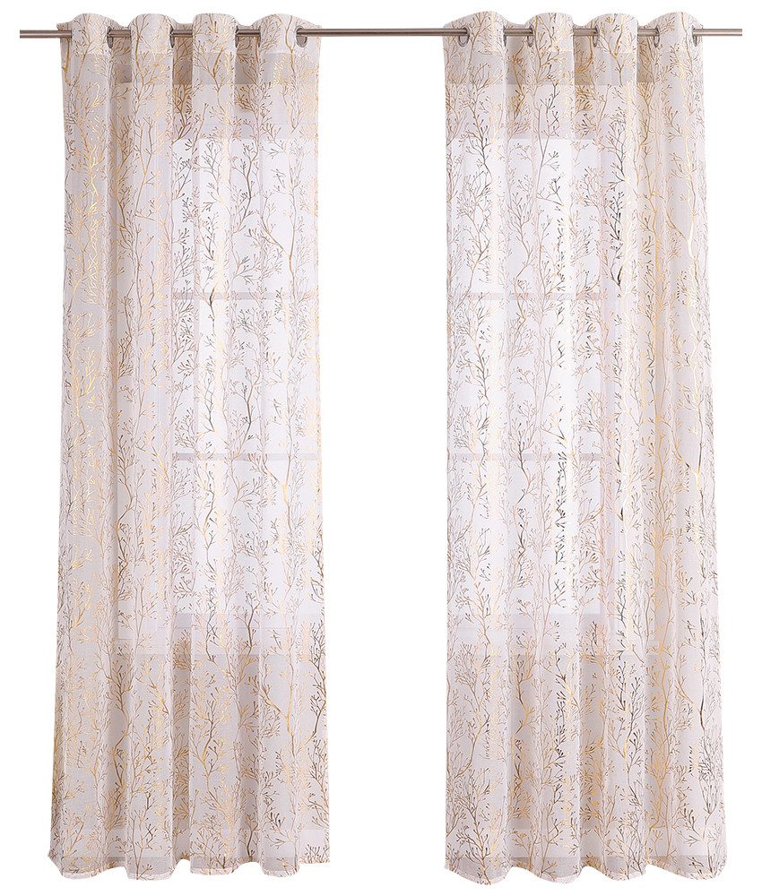 Joyswahl Gardine (1 St), Ösen, transparent, Voile, mit Glanzdruck günstig online kaufen