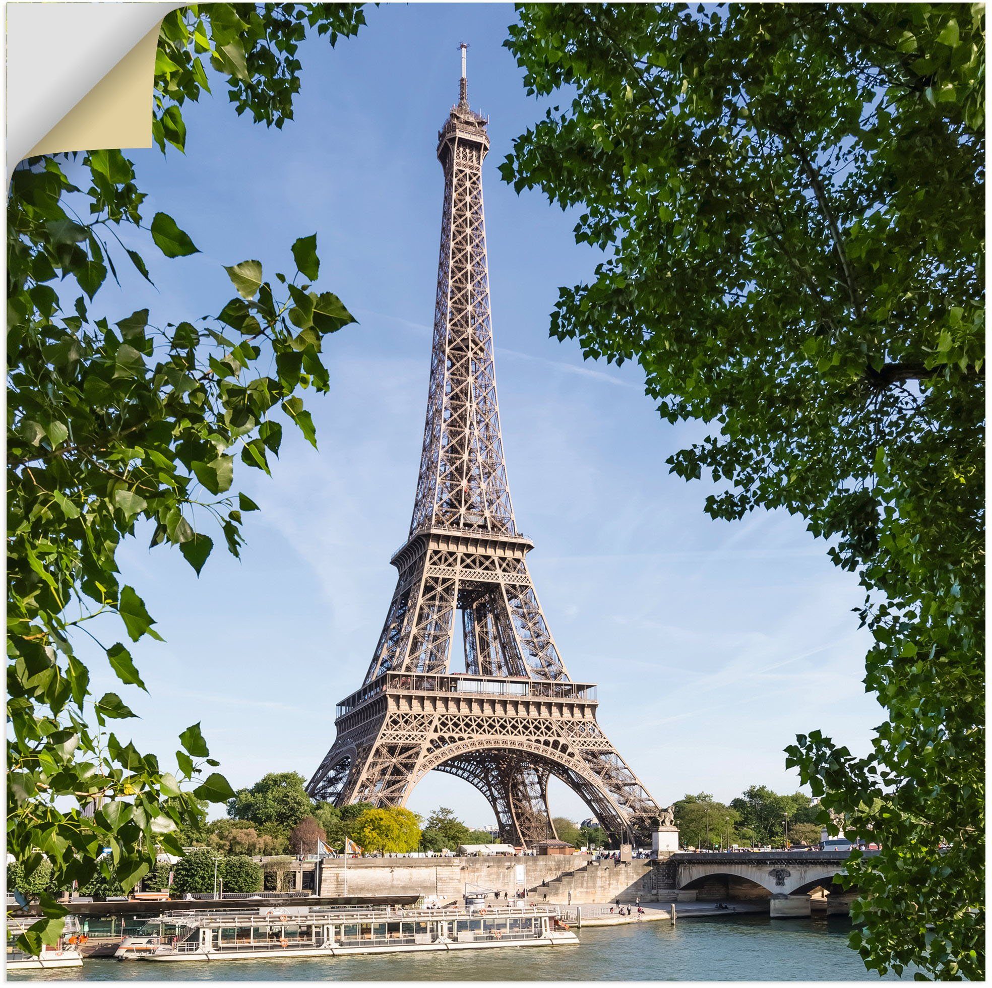 Leinwandbild, & (1 Wandaufkleber Eiffelturm Wandbild Alubild, Paris Seine, Paris Größen als oder in Artland Poster St), versch.