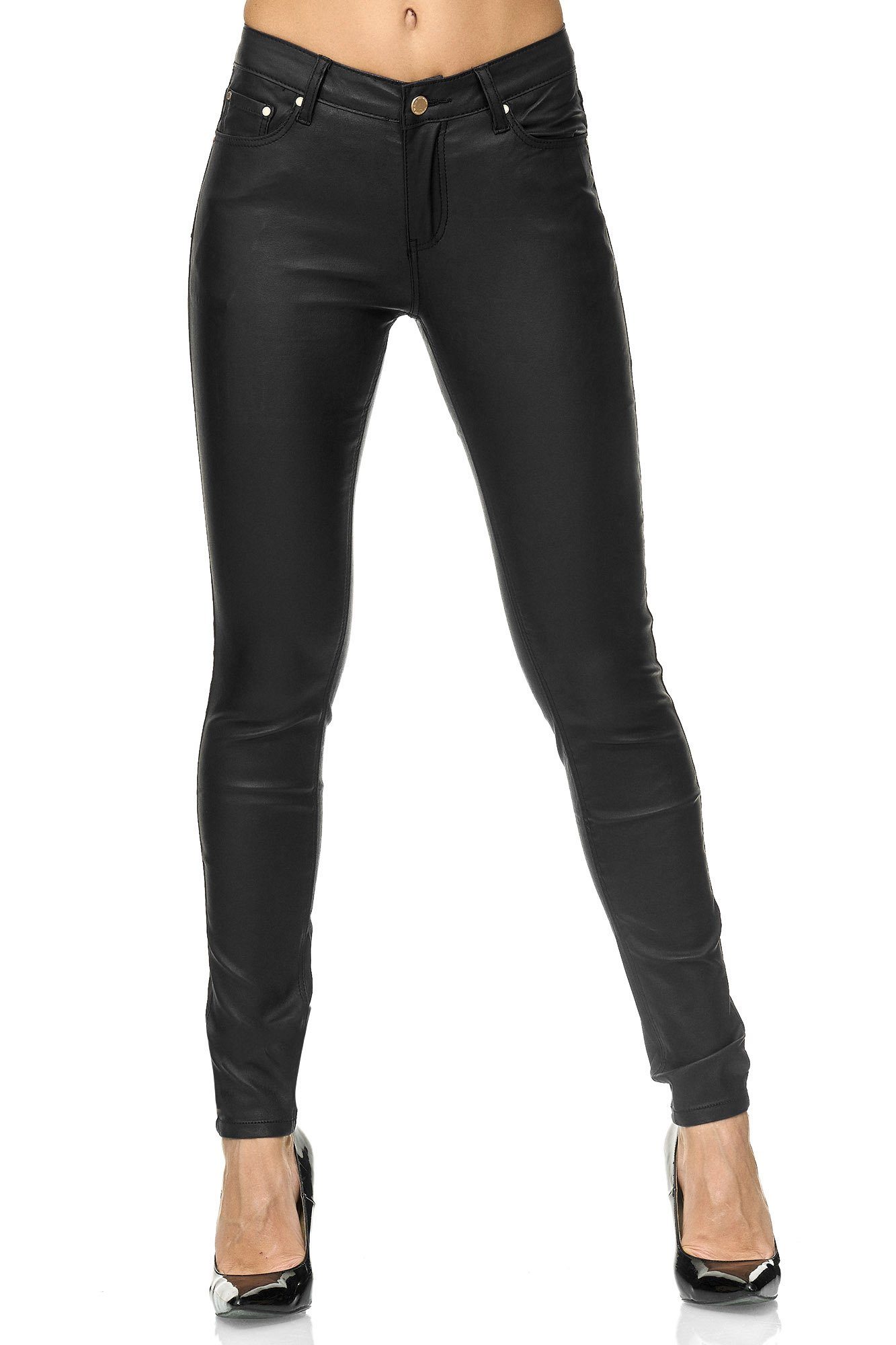 Elara Lederhose Elara Damen Hose Kunstleder günstig online kaufen