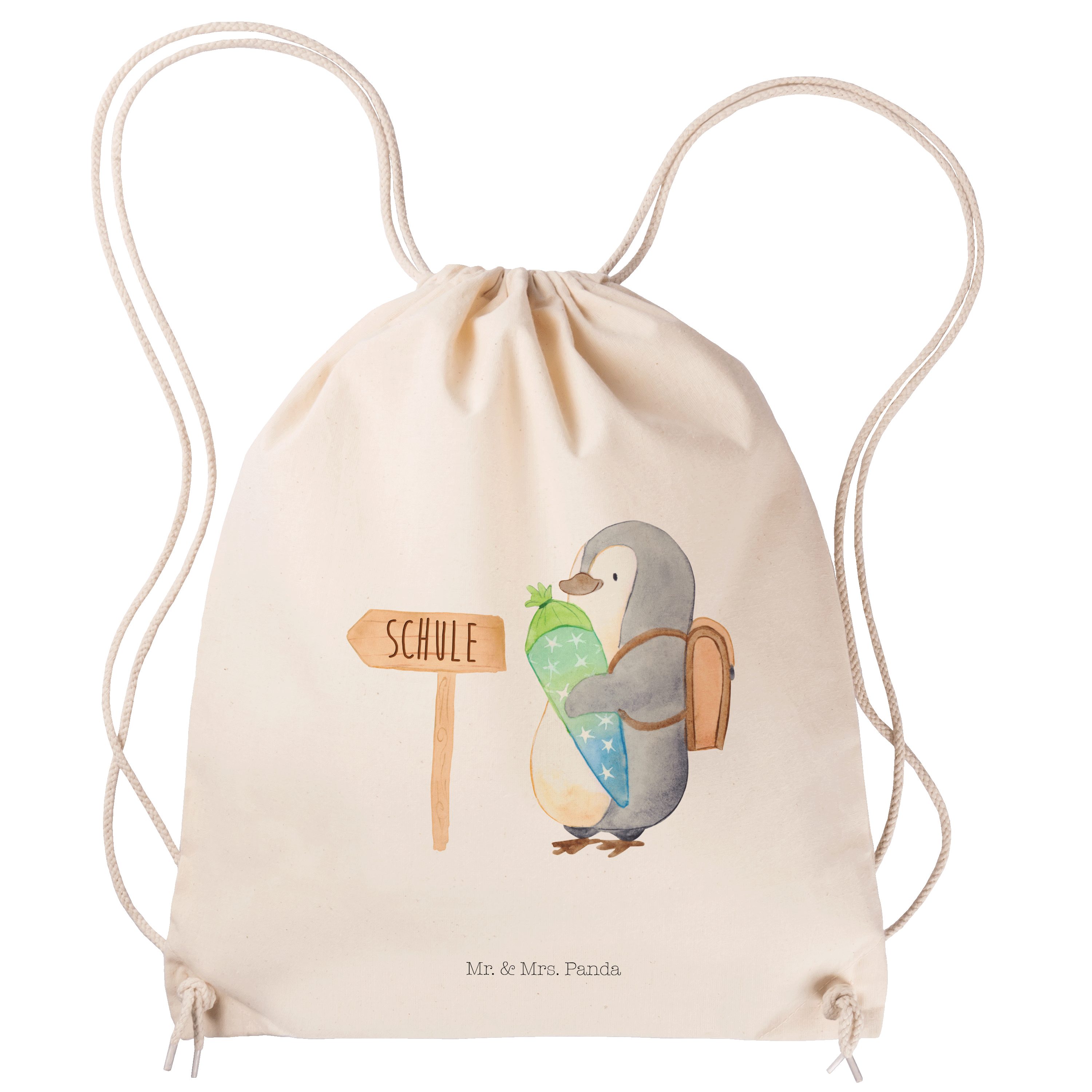 Mr. & Mrs. Panda Sporttasche Pinguin Schultüte - Transparent - Geschenk, Tasche, Geschenk zur Eins (1-tlg)