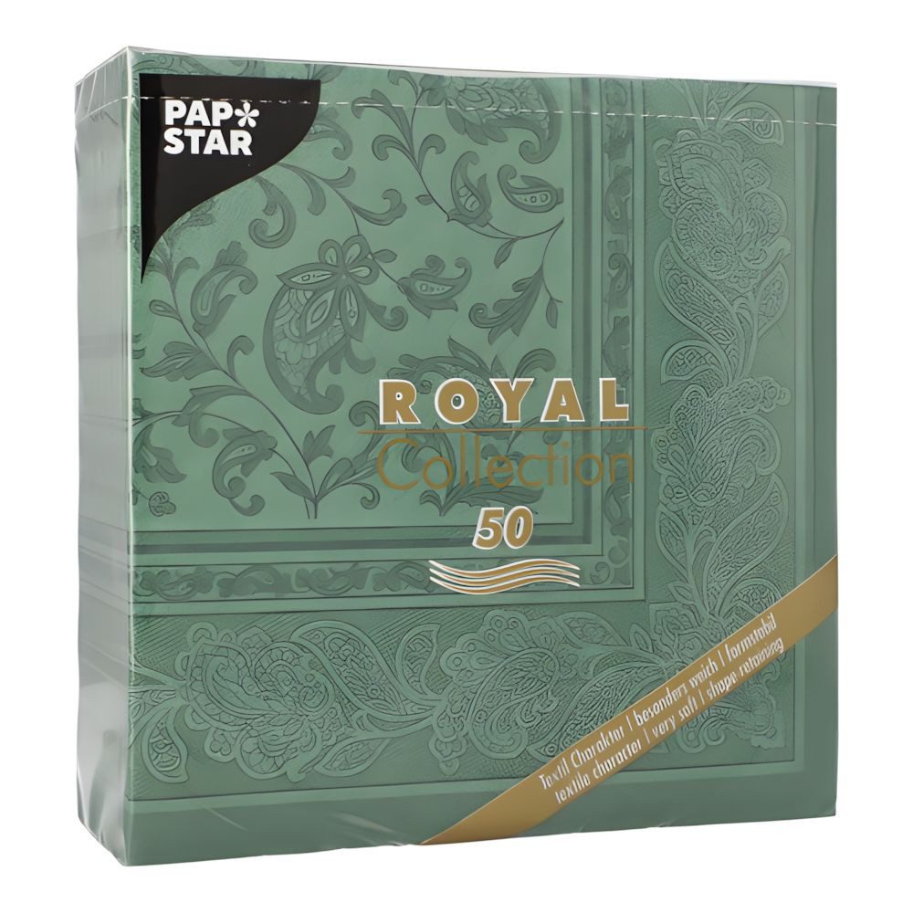 PAPSTAR Papierserviette 50 x ROYAL Collection 1/4-Falz 40 cm x 40 cm dunkelgrün Ornaments