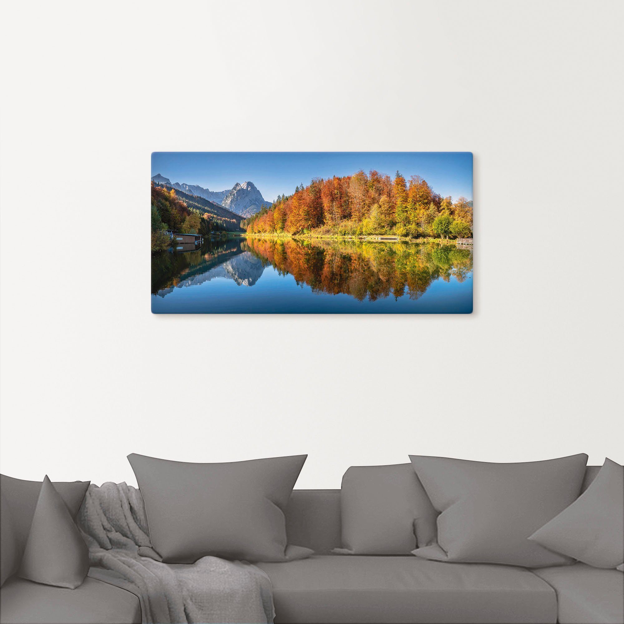 Poster oder Leinwandbild, Wandaufkleber Wandbild Riessersee Seebilder Bayern, St), (1 als Alubild, Größen in Artland versch.