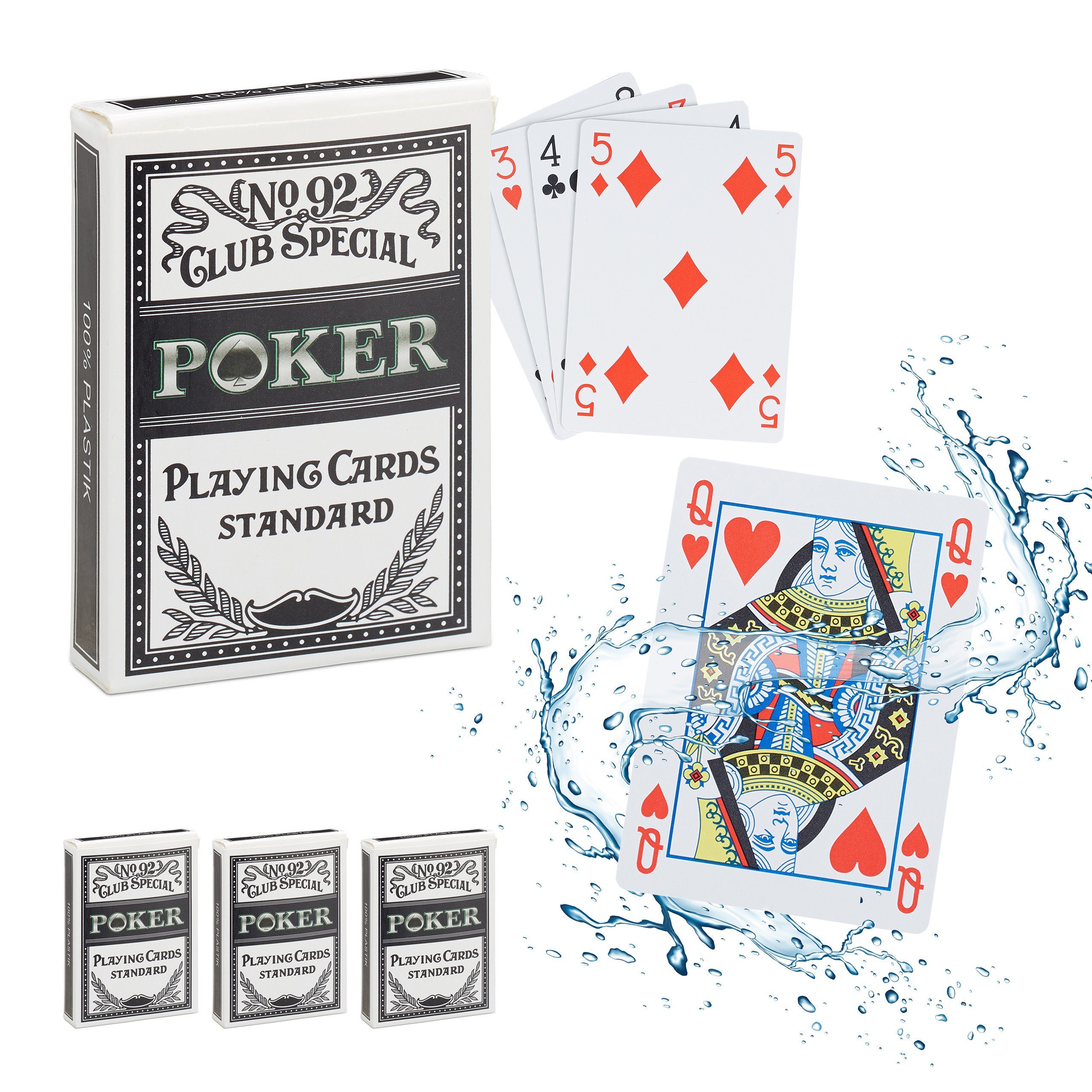 Spiel 4 x wasserfeste Pokerkarten aus Plastik