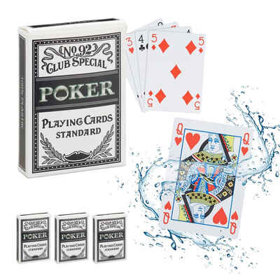 relaxdays Spiel, 4 x wasserfeste Pokerkarten aus Plastik