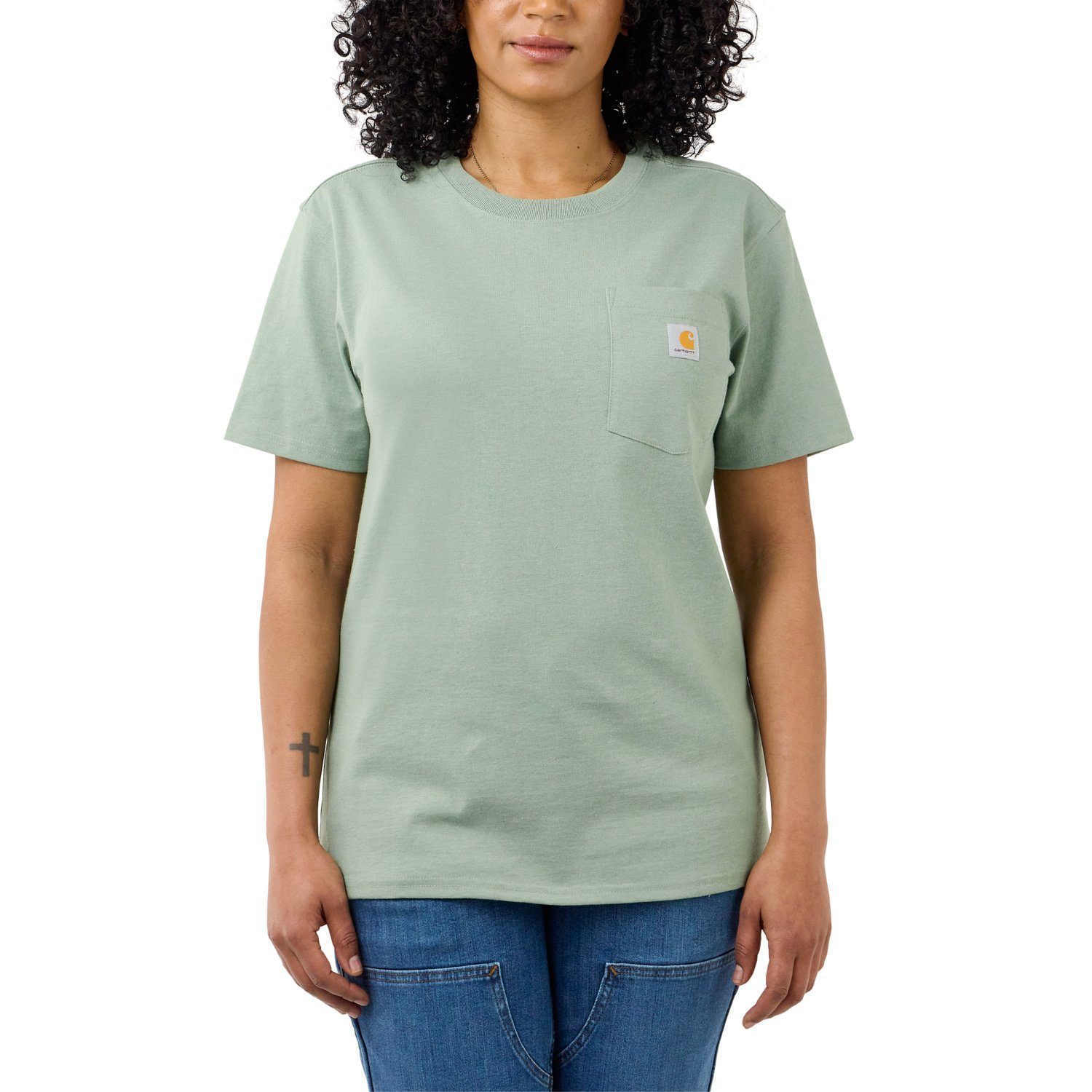 Fit Adult jade heather Carhartt Short-Sleeve Heavyweight Damen Pocket Carhartt Loose T-Shirt T-Shirt