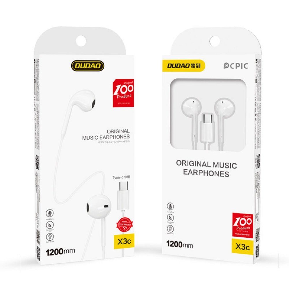 Kopfhörer weiß USB-C In-Ear-Kopfhörer Anschluss X3c Dudao Mikrofon Headset mit TYPE-C
