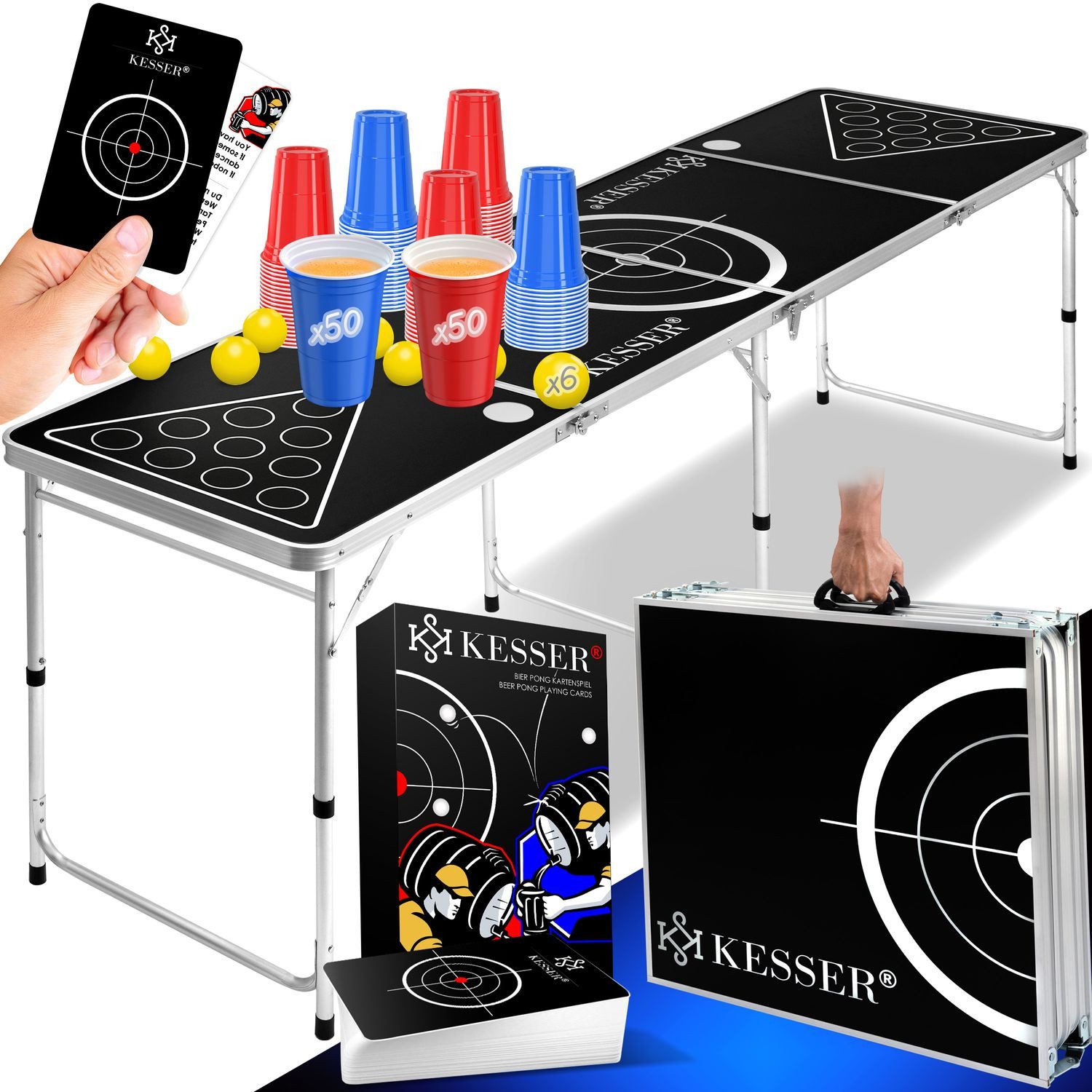 KESSER Klapptisch, Beer Pong Tisch Set mit Kartenspiel Trinkspiel günstig online kaufen