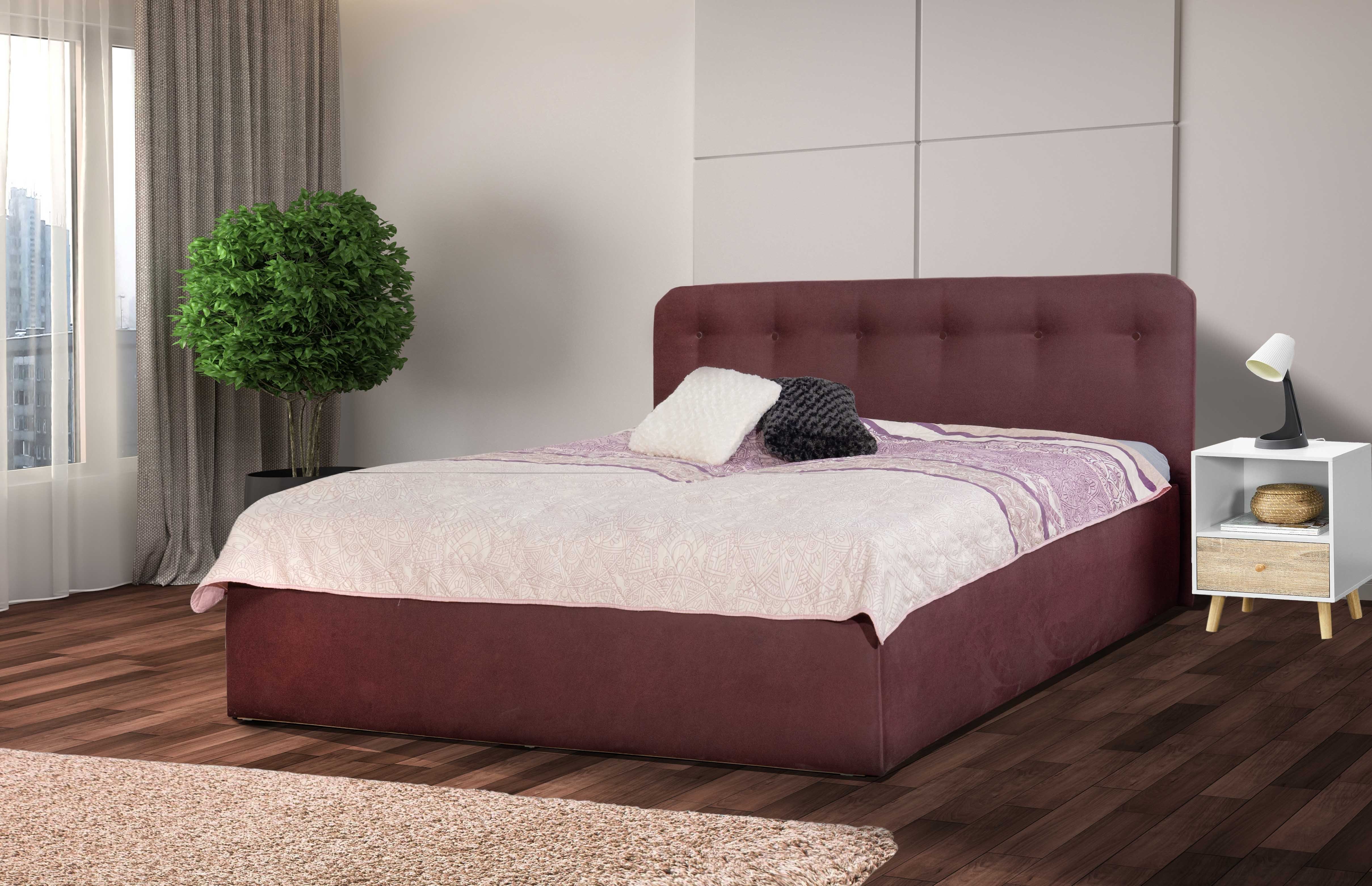 Halmon Schlafkomfort Betten Polsterbett Monako (Set, Bett), Ausführung mit Kristalle-Knöpfe oder Polester-Knöpfe Bordeaux