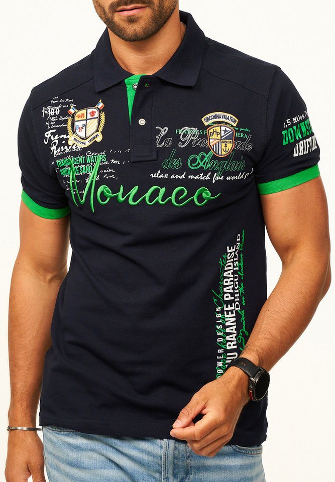 behype Poloshirt mit Stickerei als Freizeit Polo T-Shirt - Polo-Hemd für Herren Kurzarm Polohemd im Regular-Fit in Piqué-Qualität für Männer