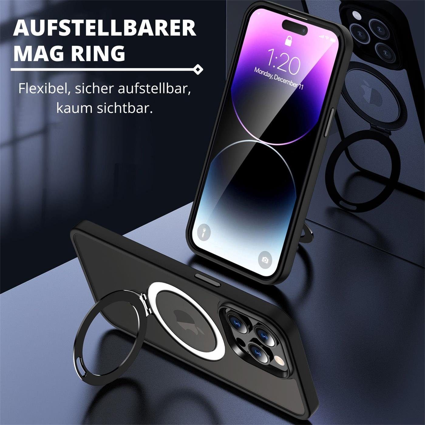 CoolGadget Handyhülle Hybrid Luxury Handy Case für iPhone 15 Pro Max 6,7 Zoll, Hülle Massiv Metallring aufklappbar Schutzhülle für Magsafe Zubehör