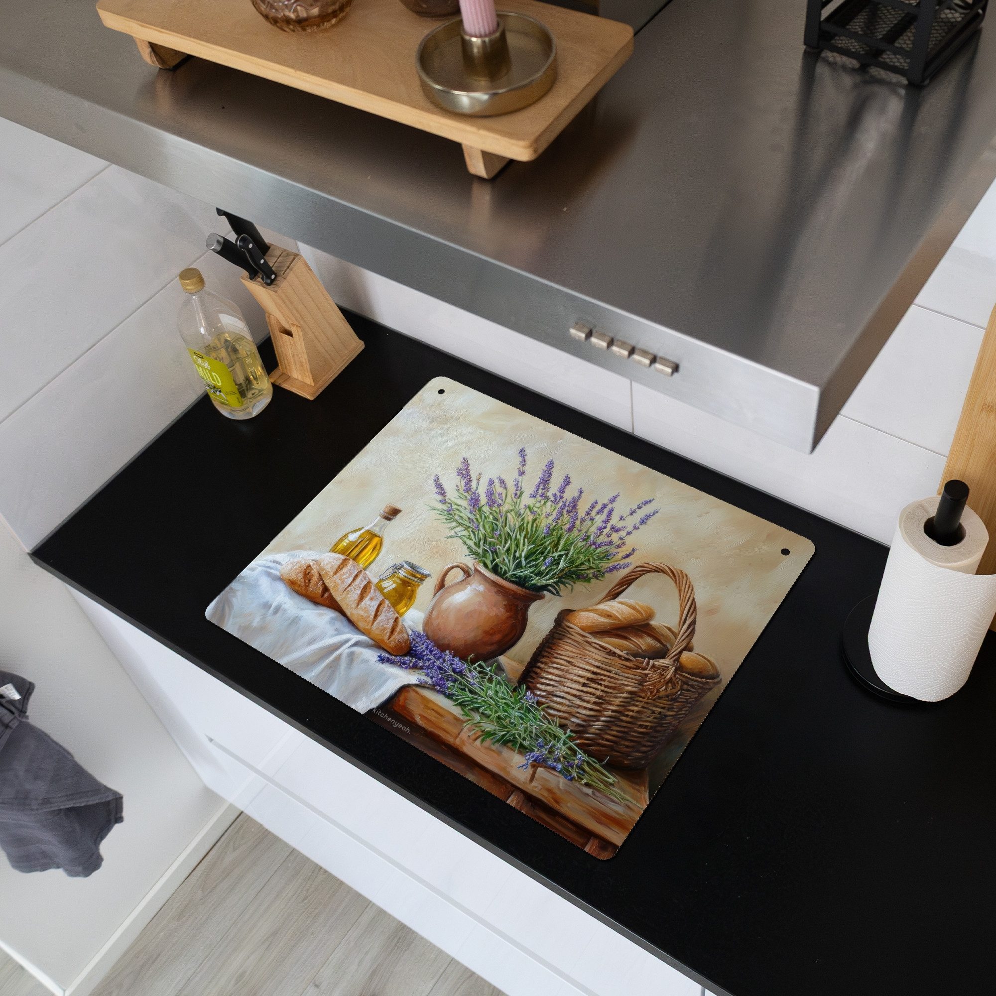 KitchenYeah Küchenrückwand Lavendel - Brot - Stillleben - Vintage, (1-tlg), günstig online kaufen