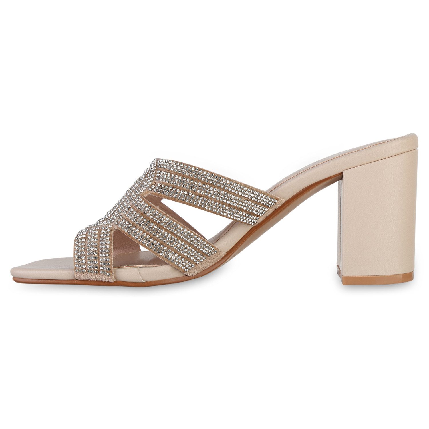 VAN HILL 841549 Sandalette Damen Pantoletten Sandaletten Klassische Strass günstig online kaufen