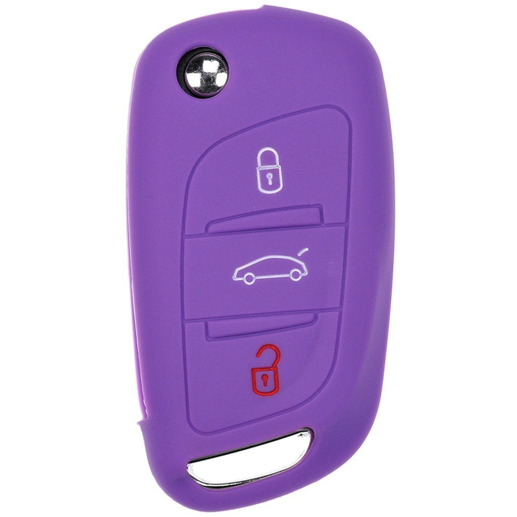 mt-key Schlüsseltasche Autoschlüssel Softcase DS5 Klappschlüssel DS3 Tasten DS6 Berlingo für DS4 Lila, Silikon C4 Citroen Schutzhülle 3