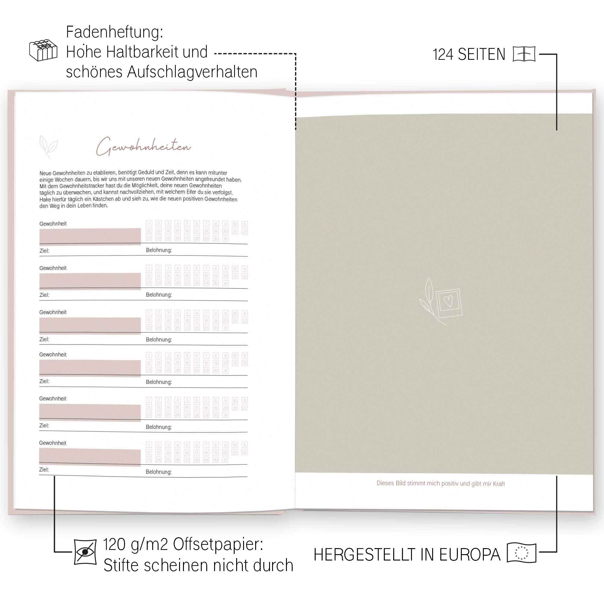 LEAF & GOLD Tagebuch Dankbarkeitstagebuch für deine Gedanken